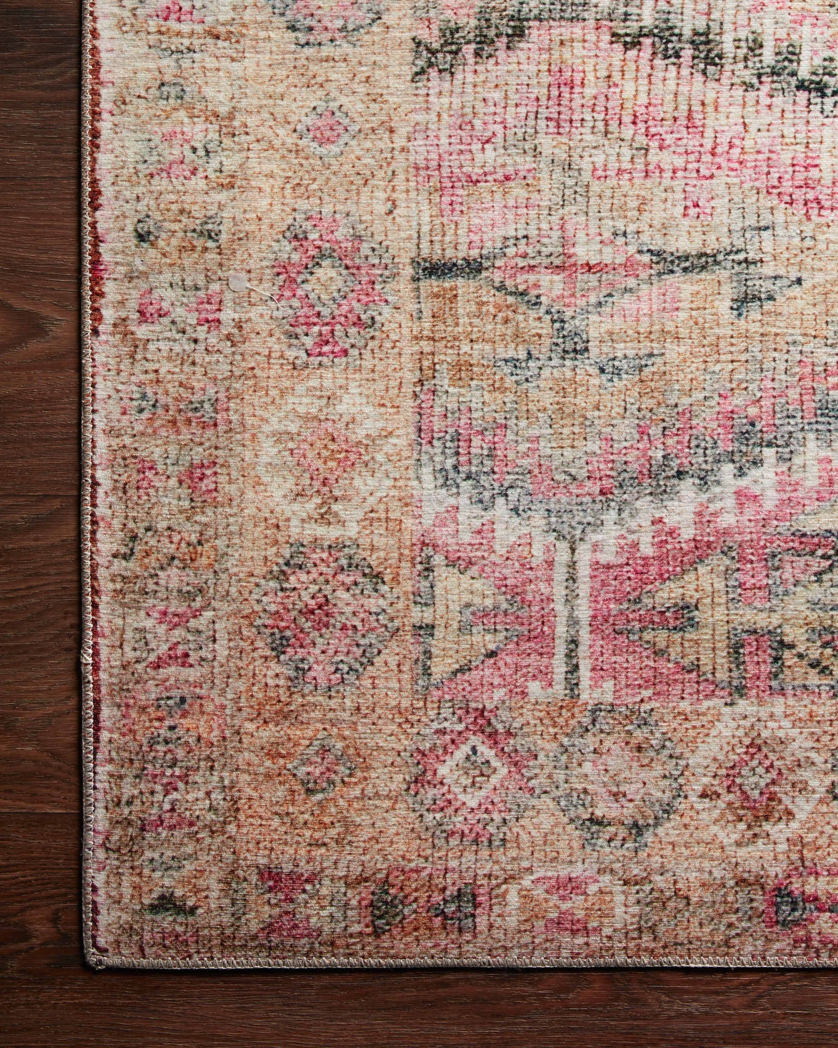 lifestyle view of Layla Pink / Lagoon luxury Rug