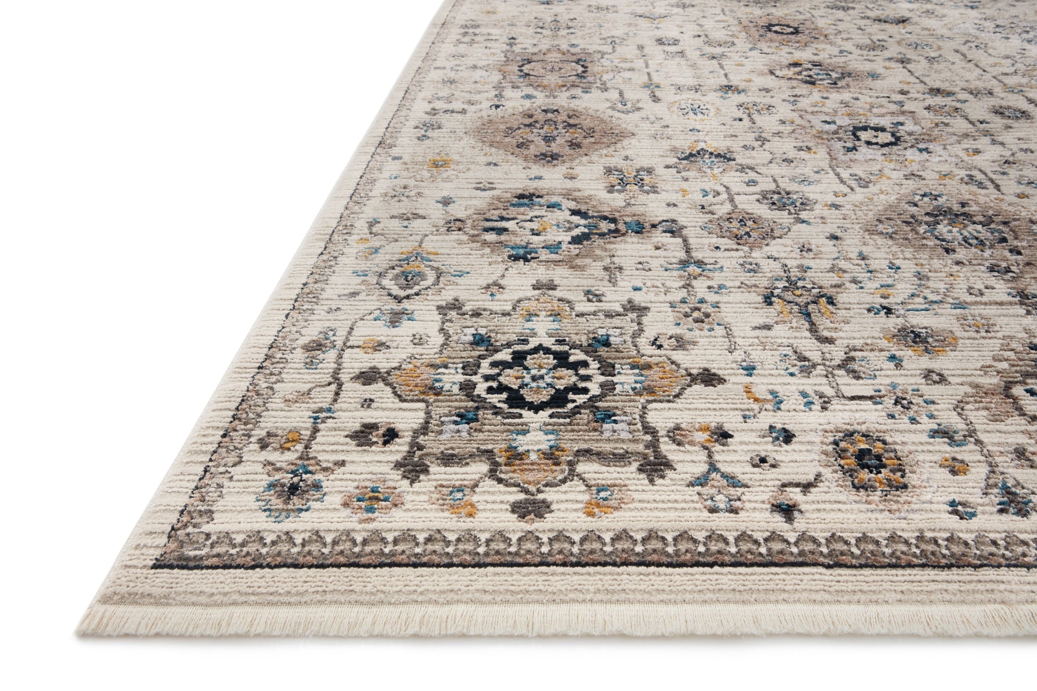 angle view of Leigh Ivory / Taupe luxury Rug