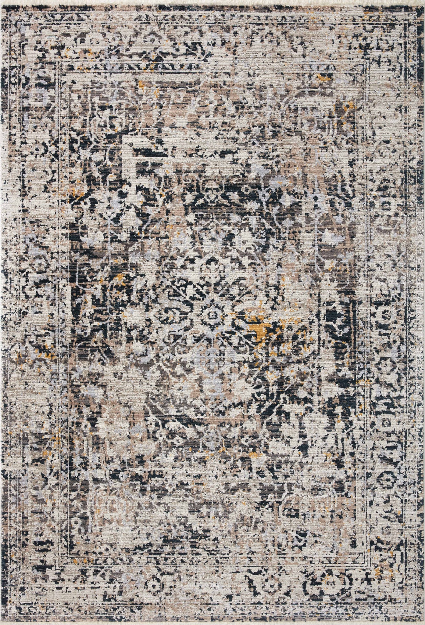 front view of Leigh Charcoal / Taupe luxury Rug
