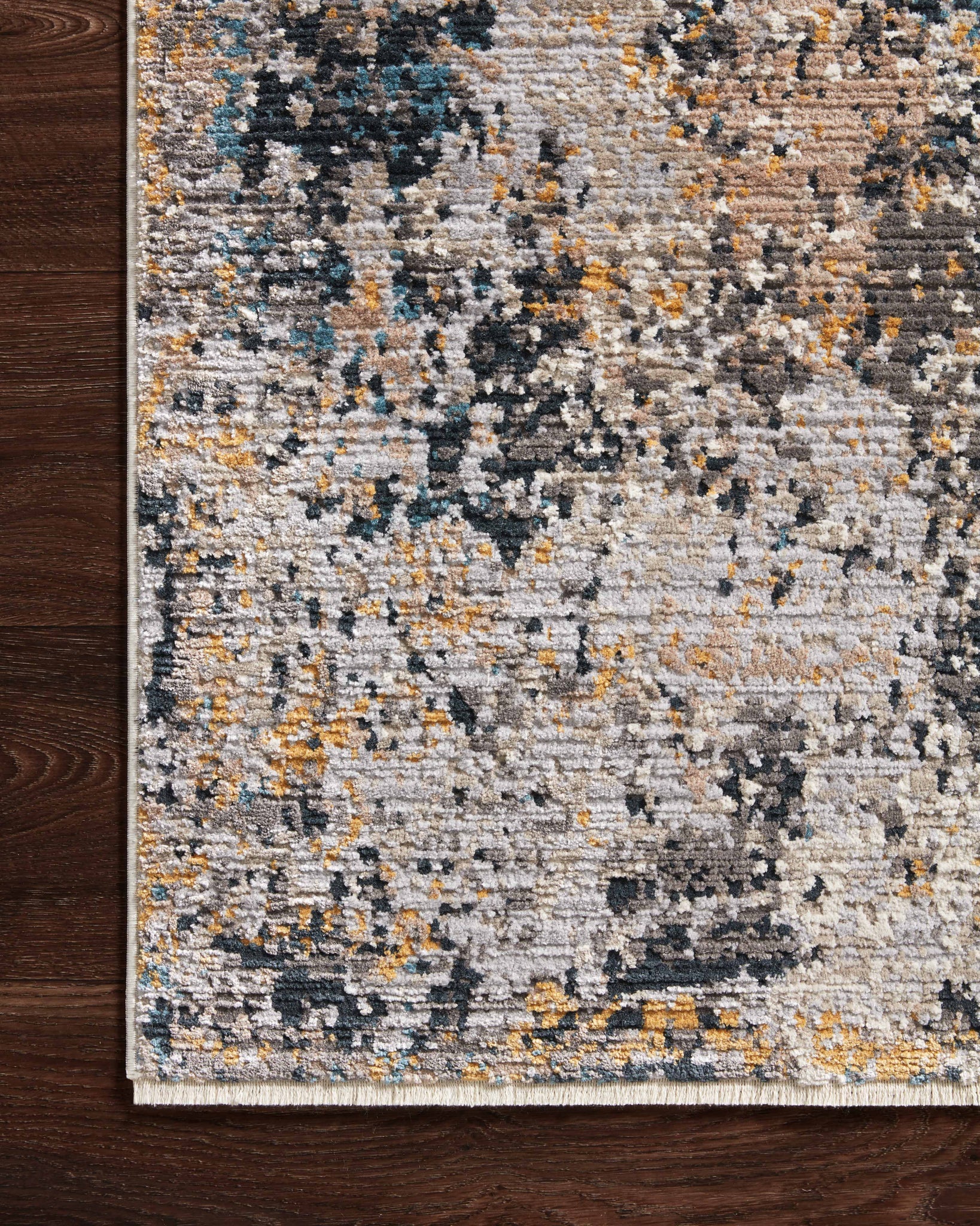side view of Leigh Silver / Multi luxury Rug