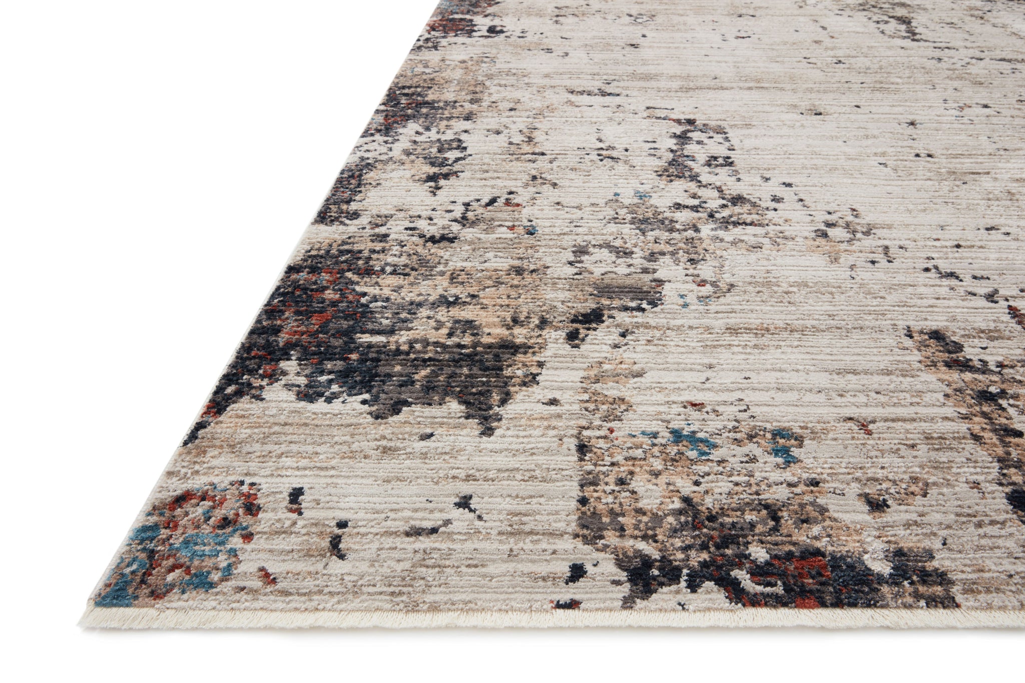 angle view of Leigh Ivory / Charcoal luxury Rug