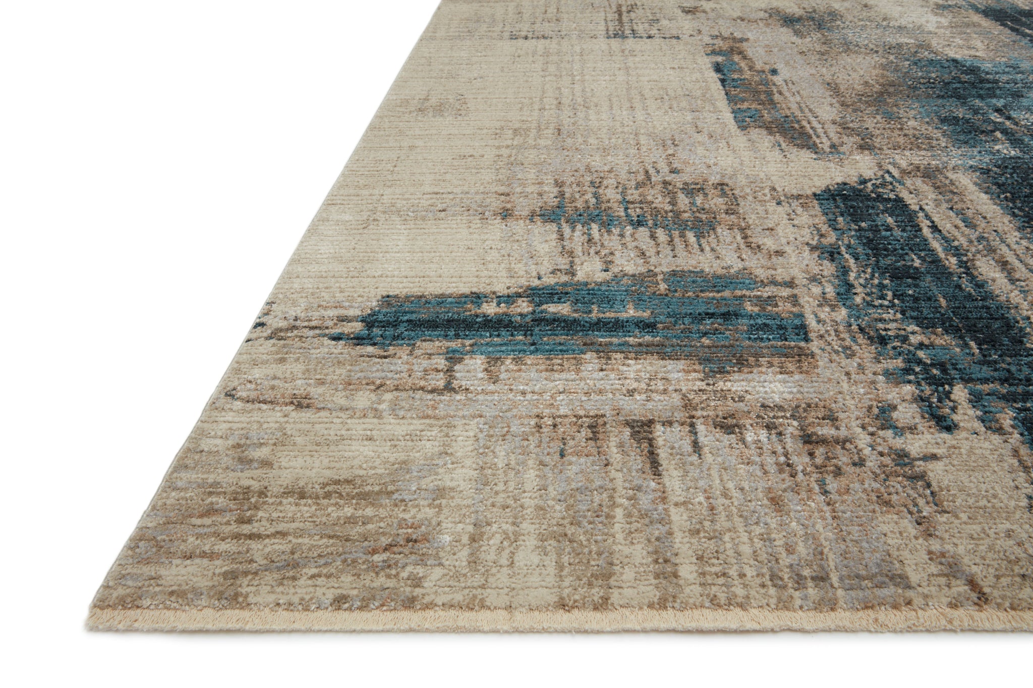 angle view of Leigh Slate / Denim luxury Rug