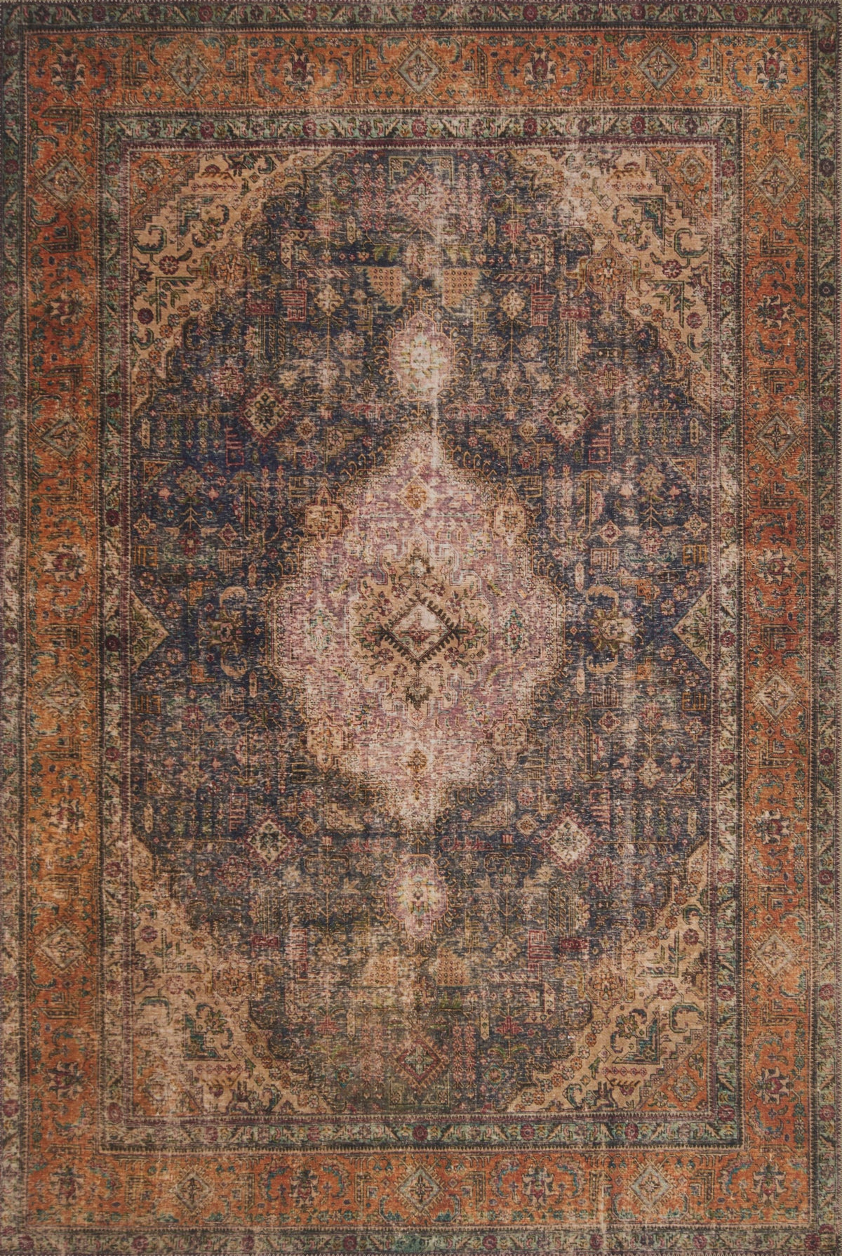 front view of Loren Plum / Multi luxury Rug