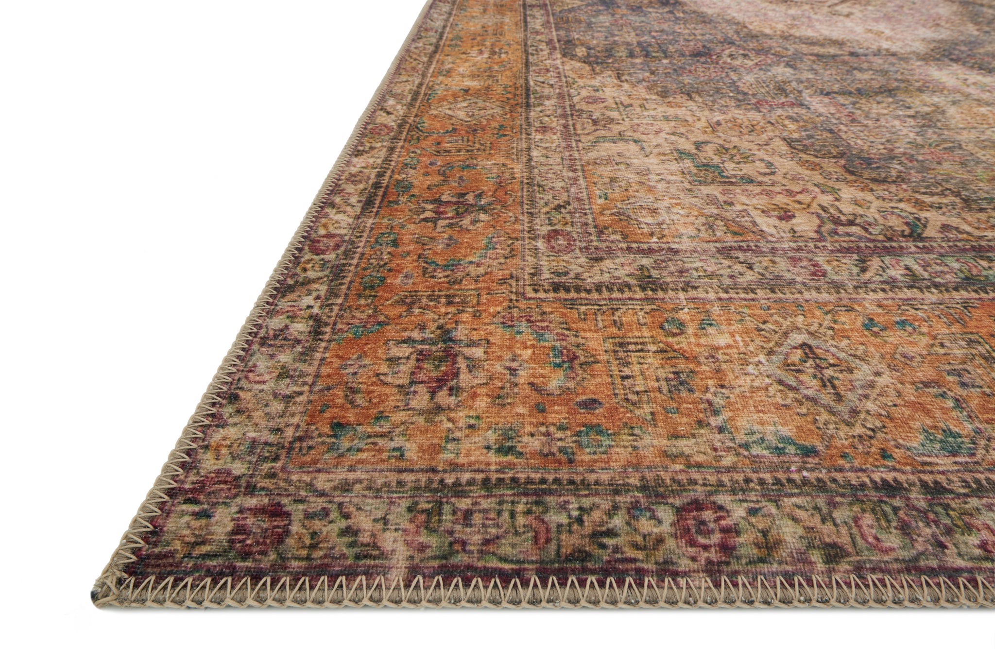 side view of Loren Plum / Multi luxury Rug