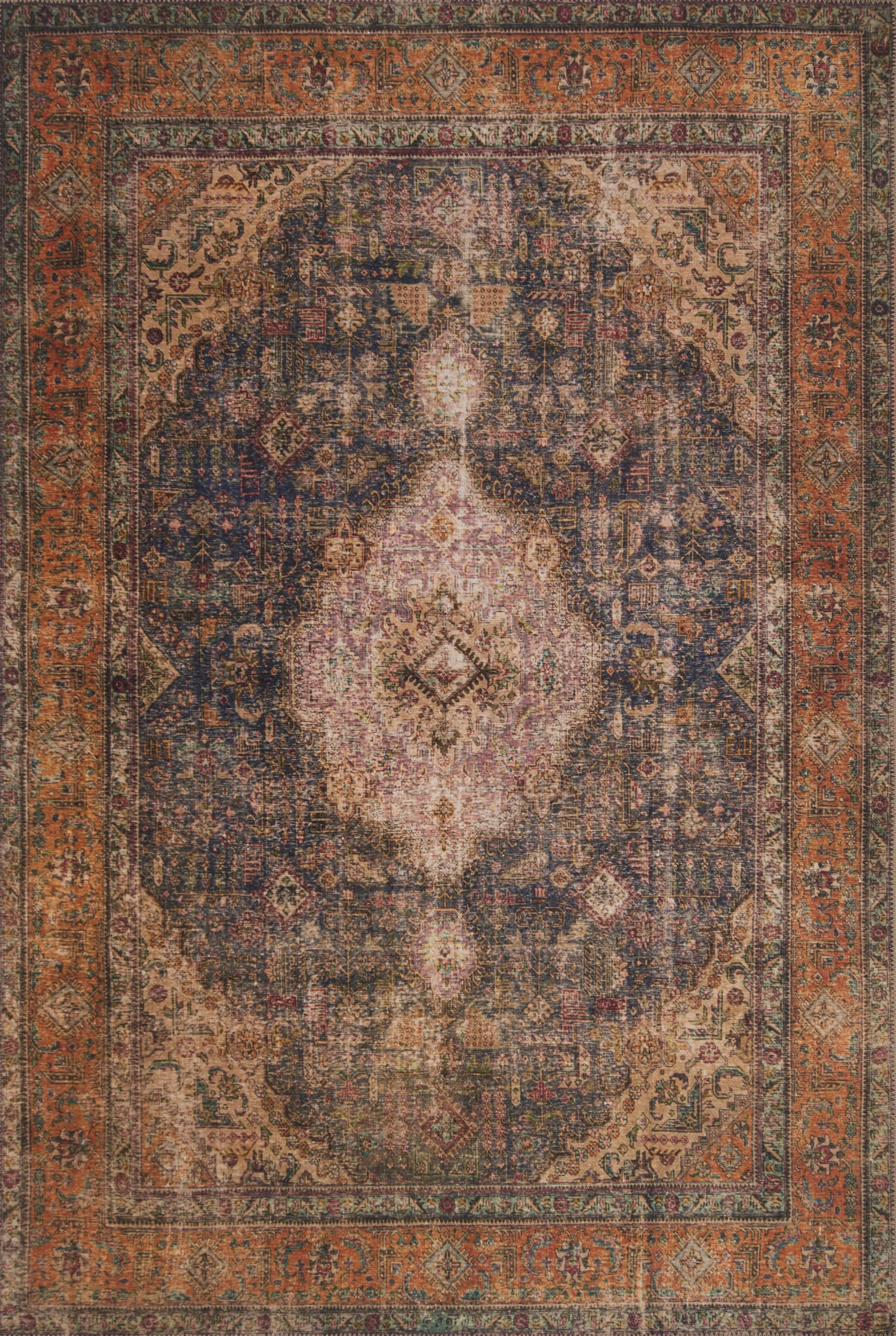 front view of Loren Plum / Multi luxury Rug
