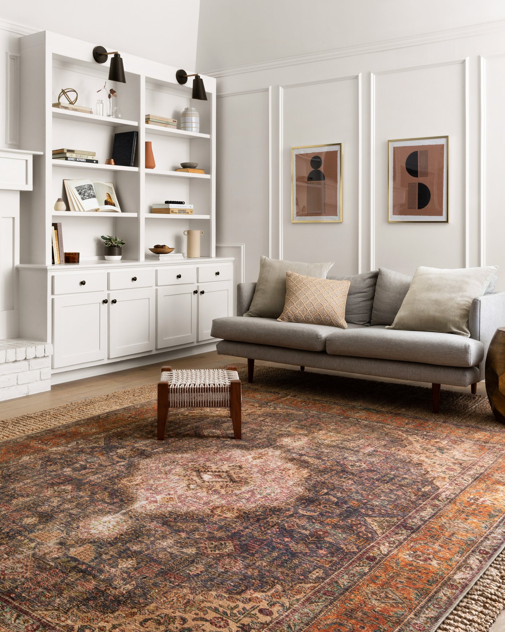 angle view of Loren Plum / Multi luxury Rug