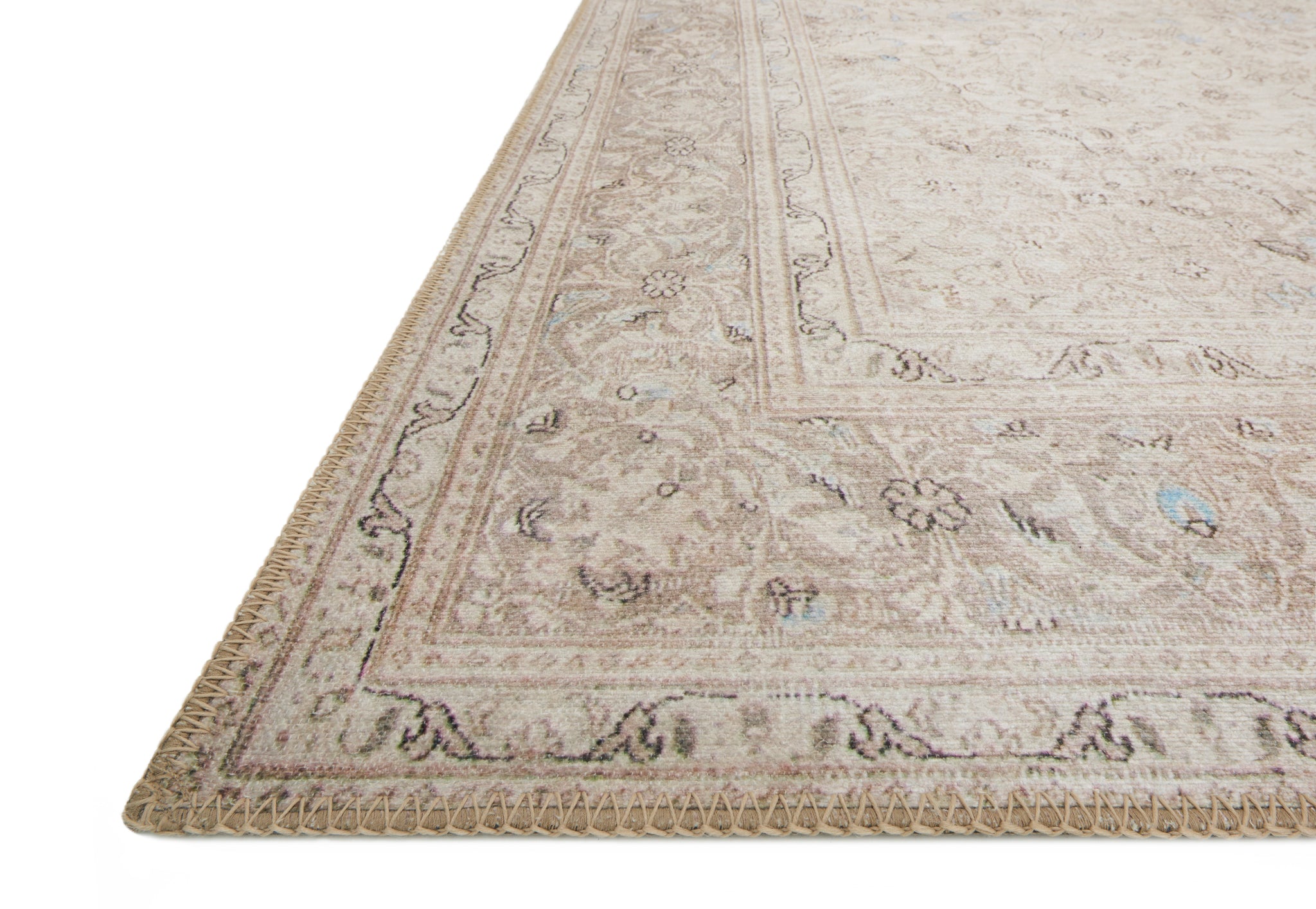 side view of Loren Sand / Taupe luxury Rug