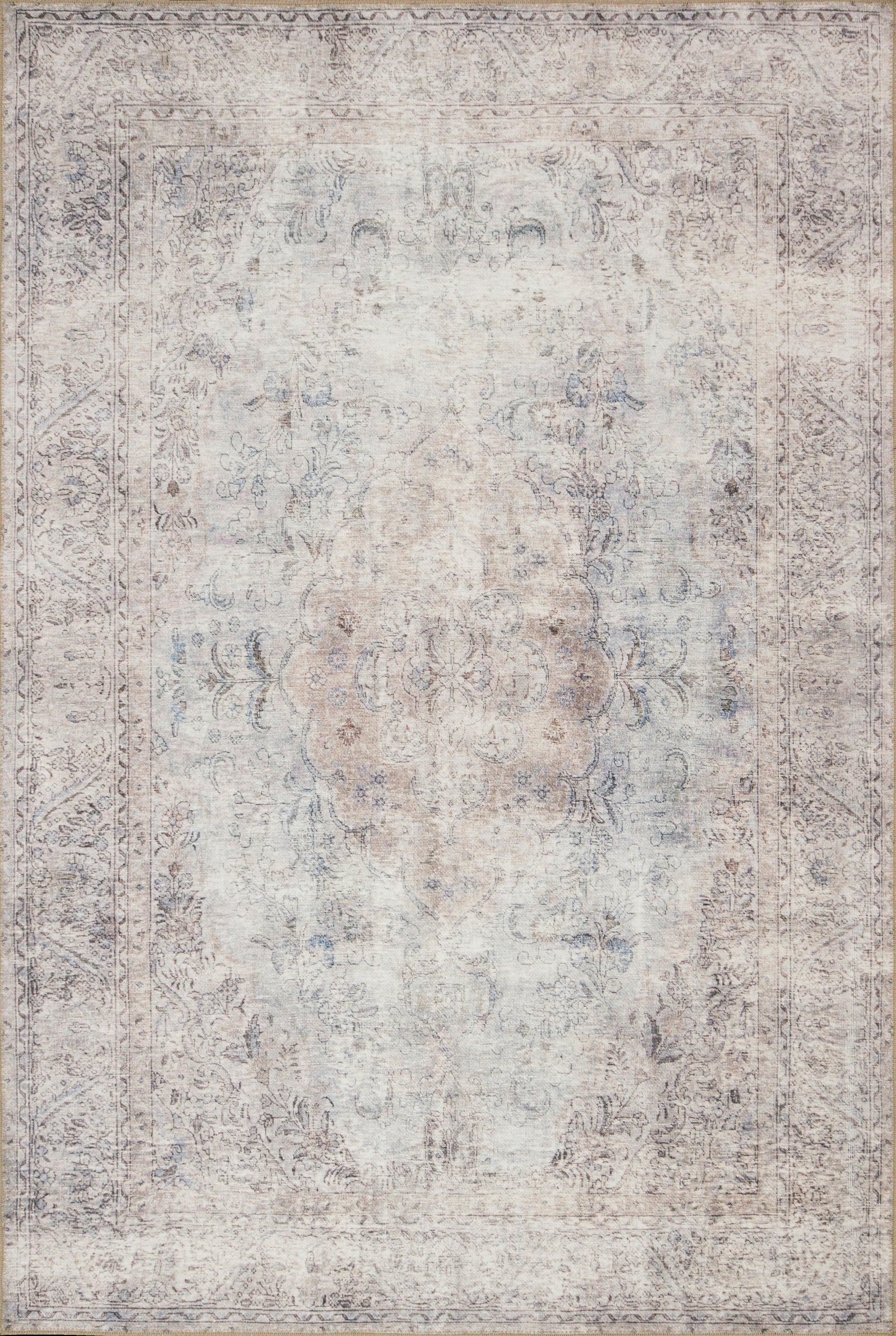 front view of Loren Silver / Slate luxury Rug