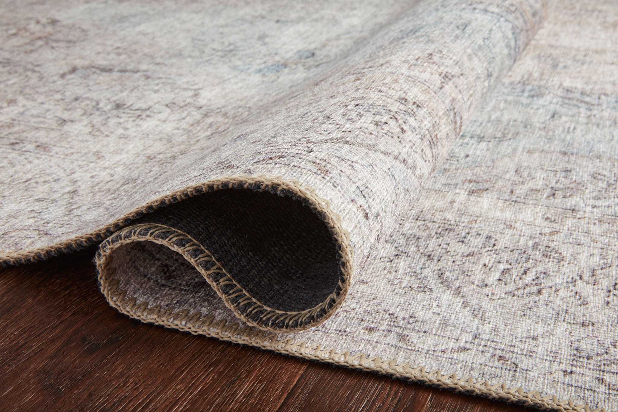 lifestyle view of Loren Silver / Slate luxury Rug