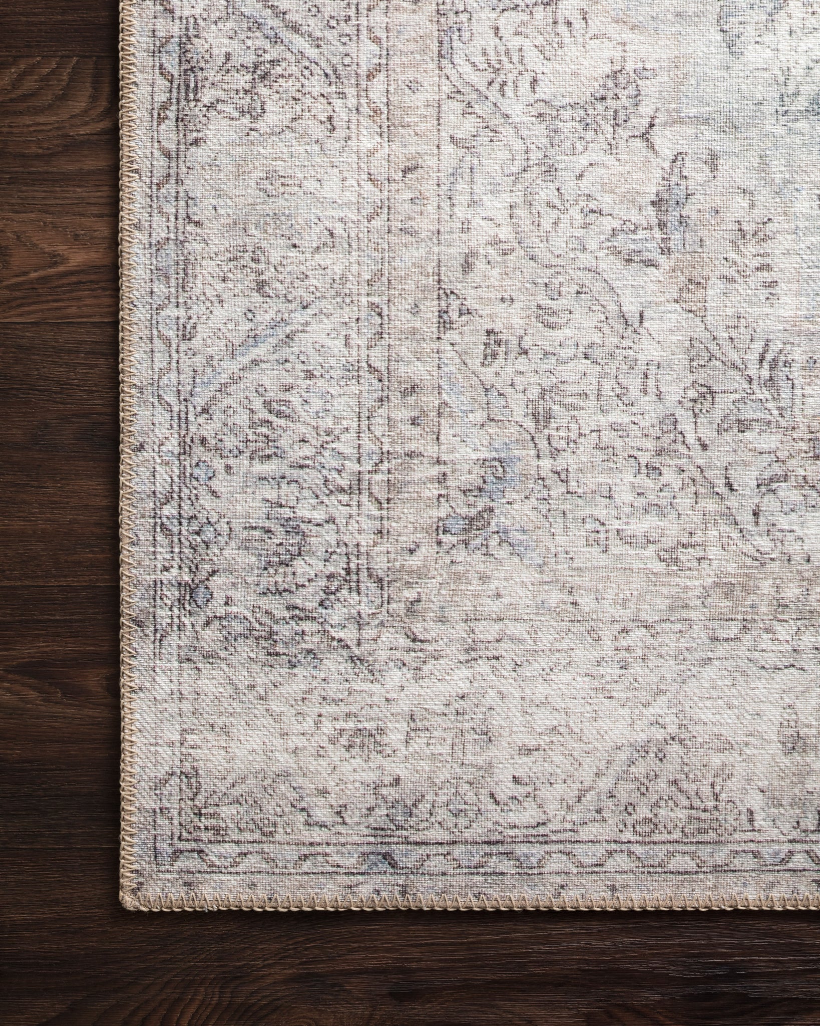 lifestyle view of Loren Silver / Slate luxury Rug