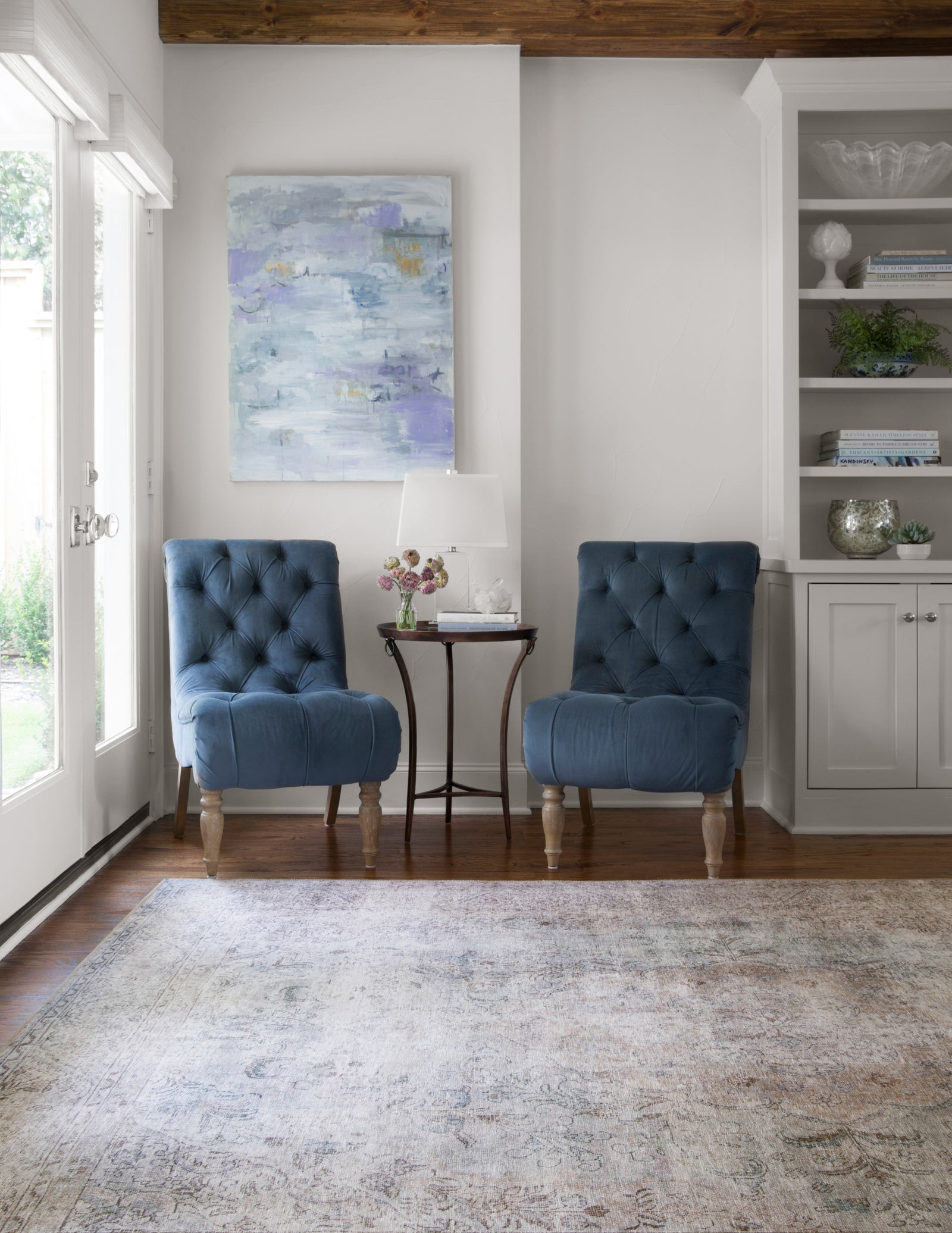 front view of Loren Silver / Slate luxury Rug