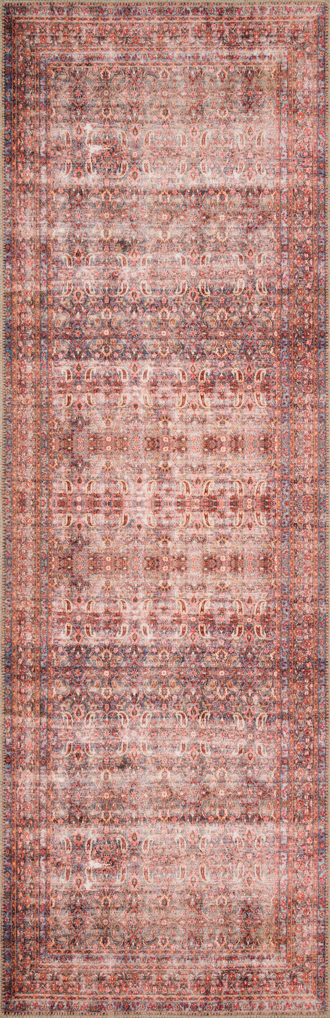 detail view of Loren Eggplant / Crimson luxury Rug