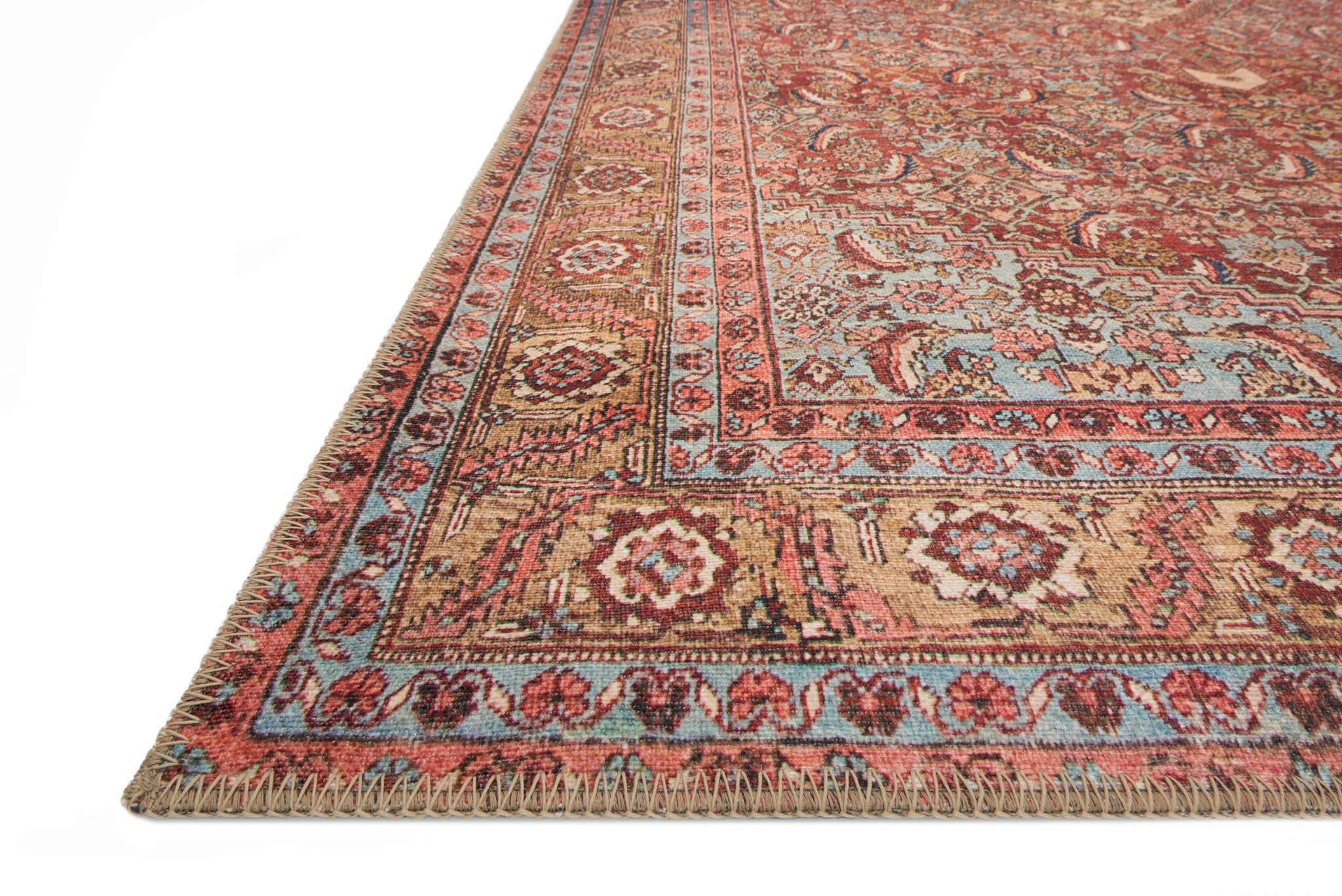 angle view of Loren Red / Multi luxury Rug