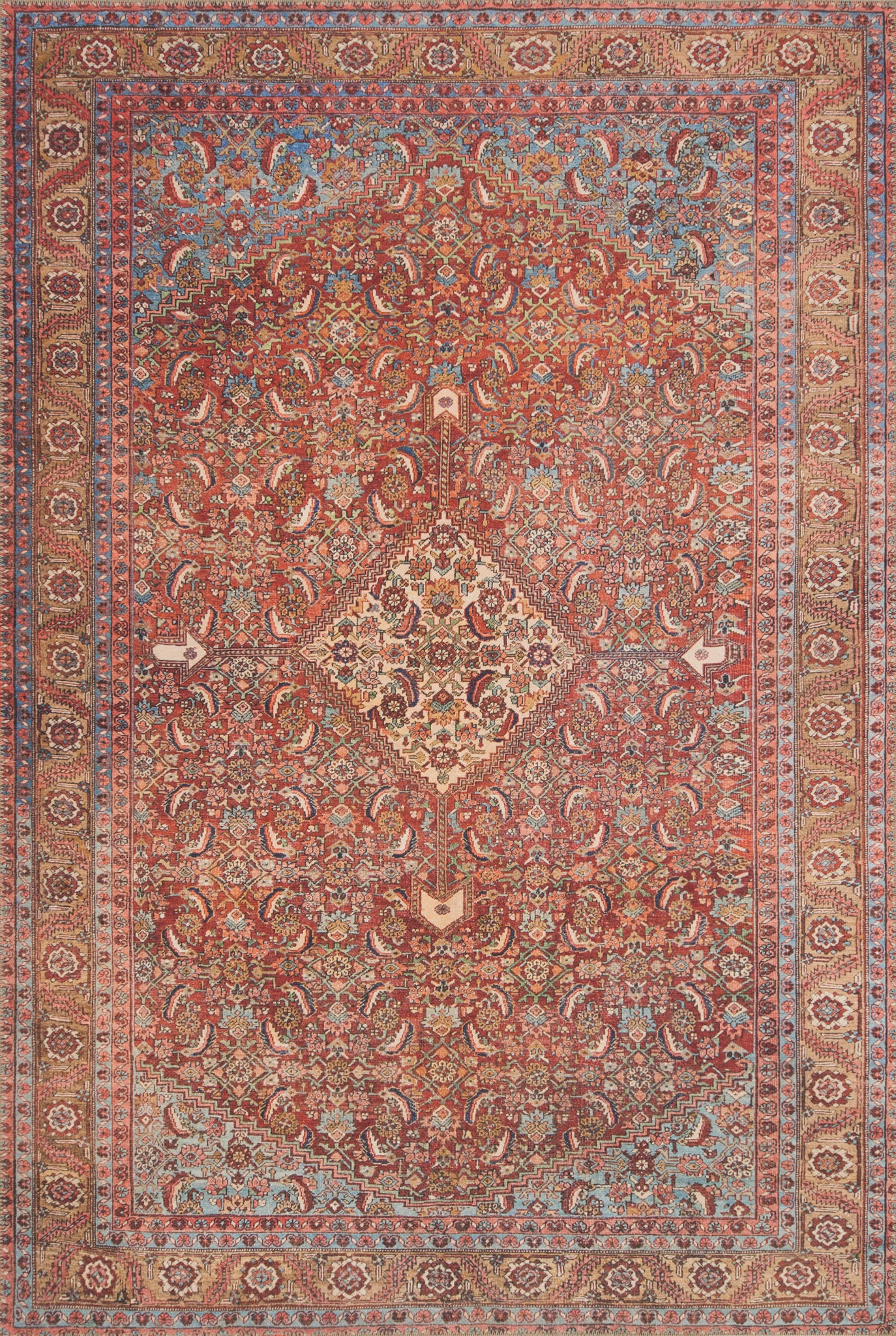 front view of Loren Red / Multi luxury Rug