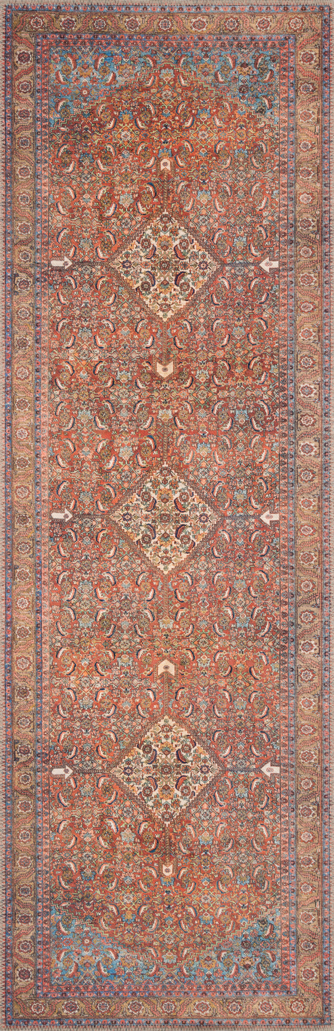 side view of Loren Red / Multi luxury Rug