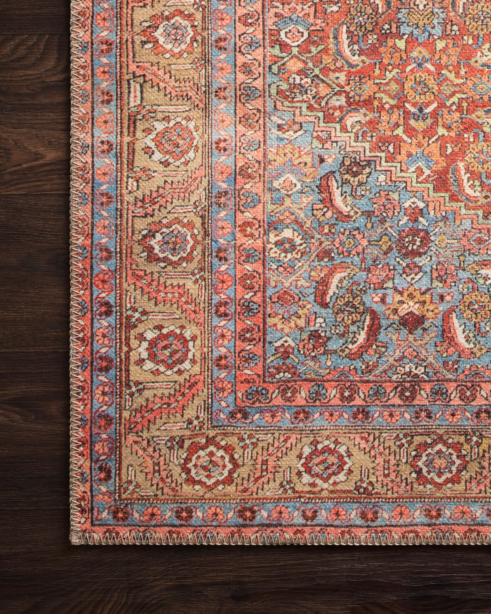 lifestyle view of Loren Red / Multi luxury Rug