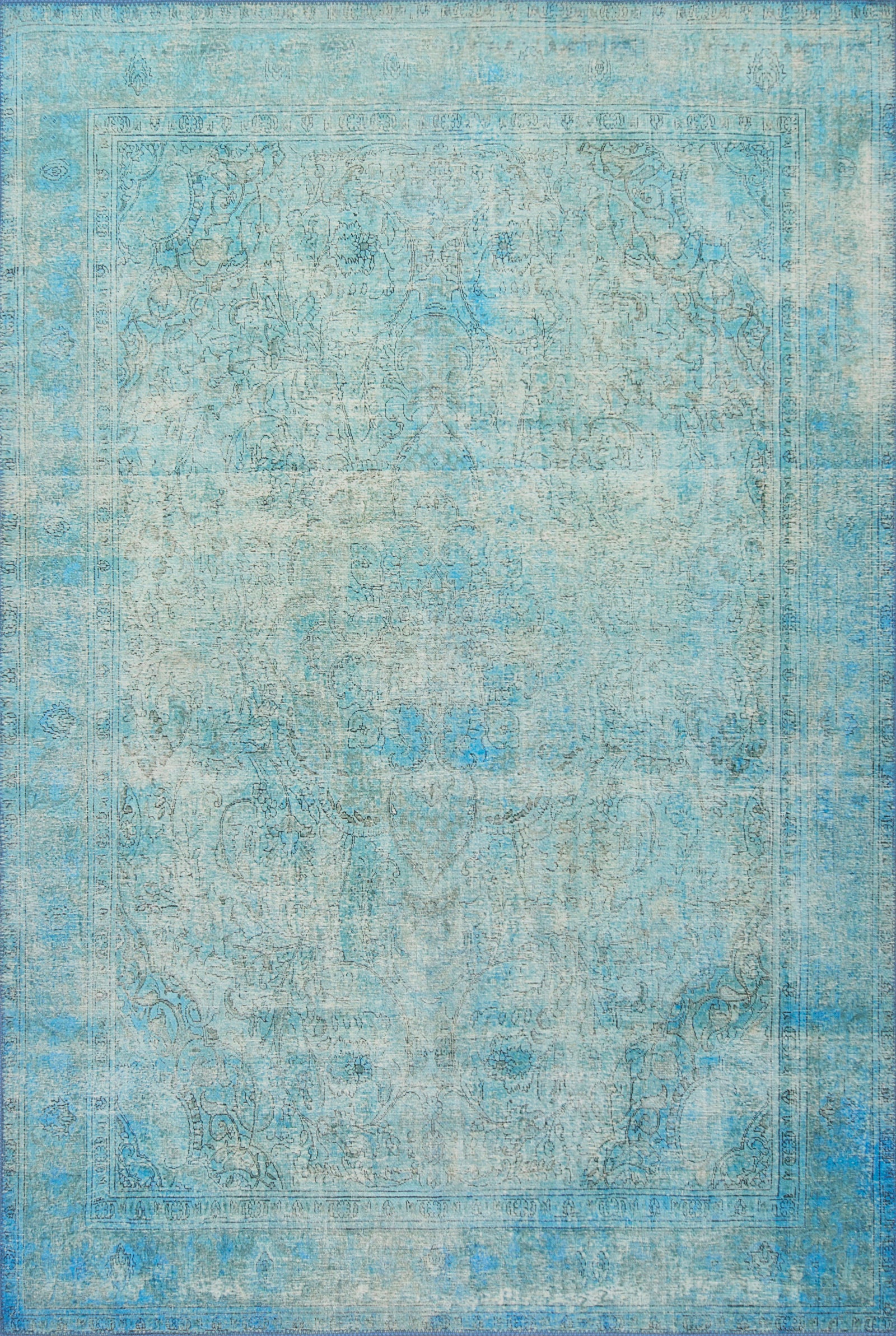front view of Loren Aqua luxury Rug