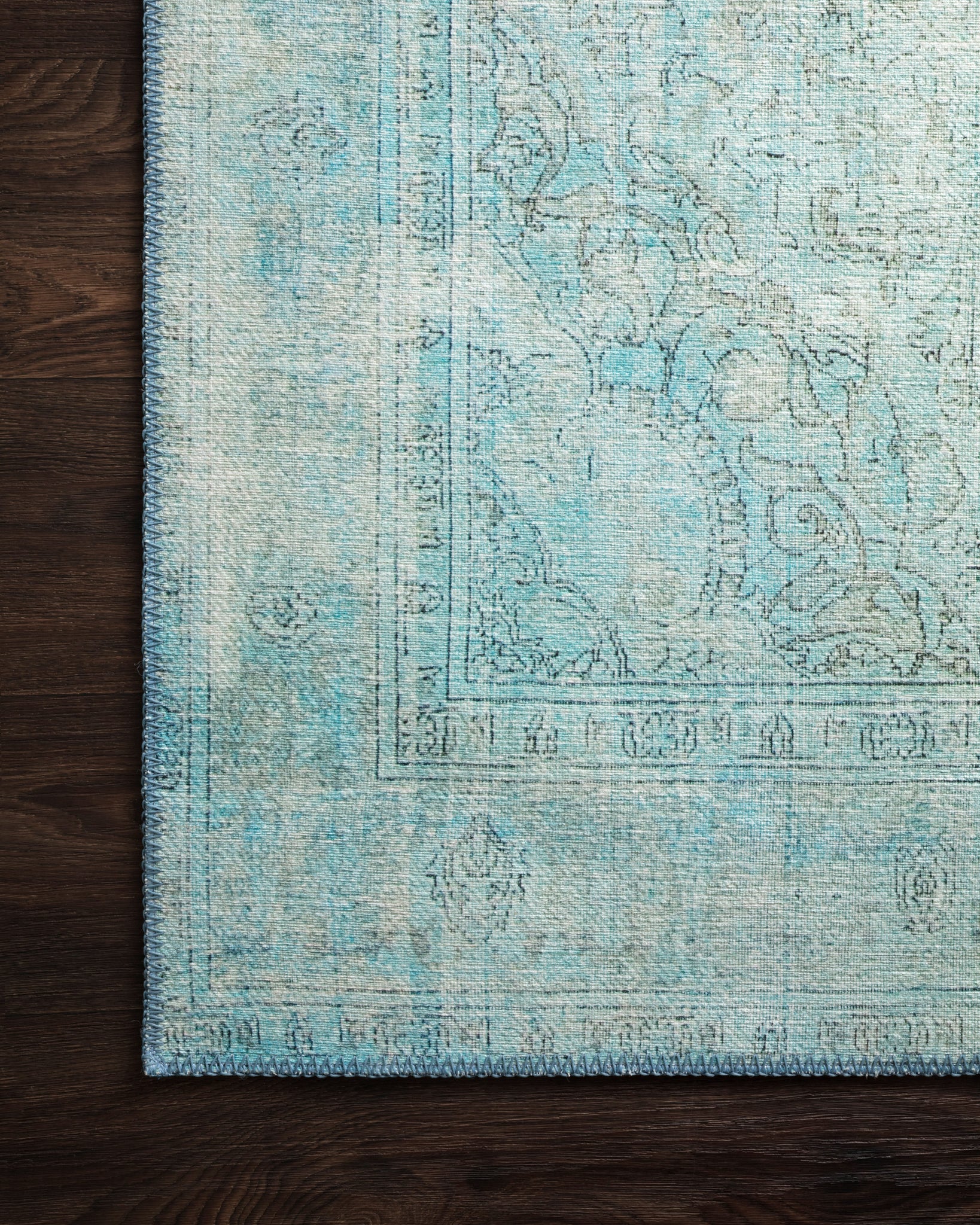 lifestyle view of Loren Aqua luxury Rug