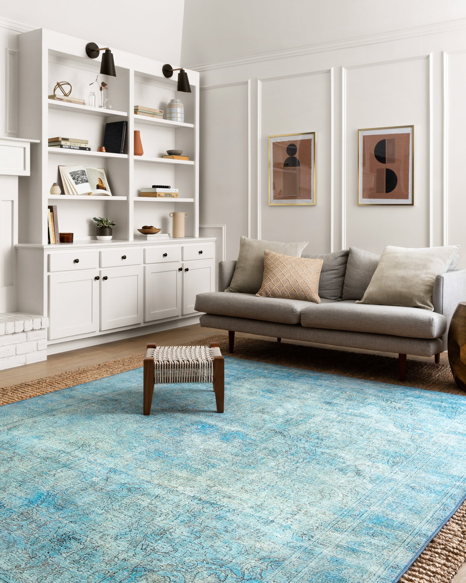 angle view of Loren Aqua luxury Rug