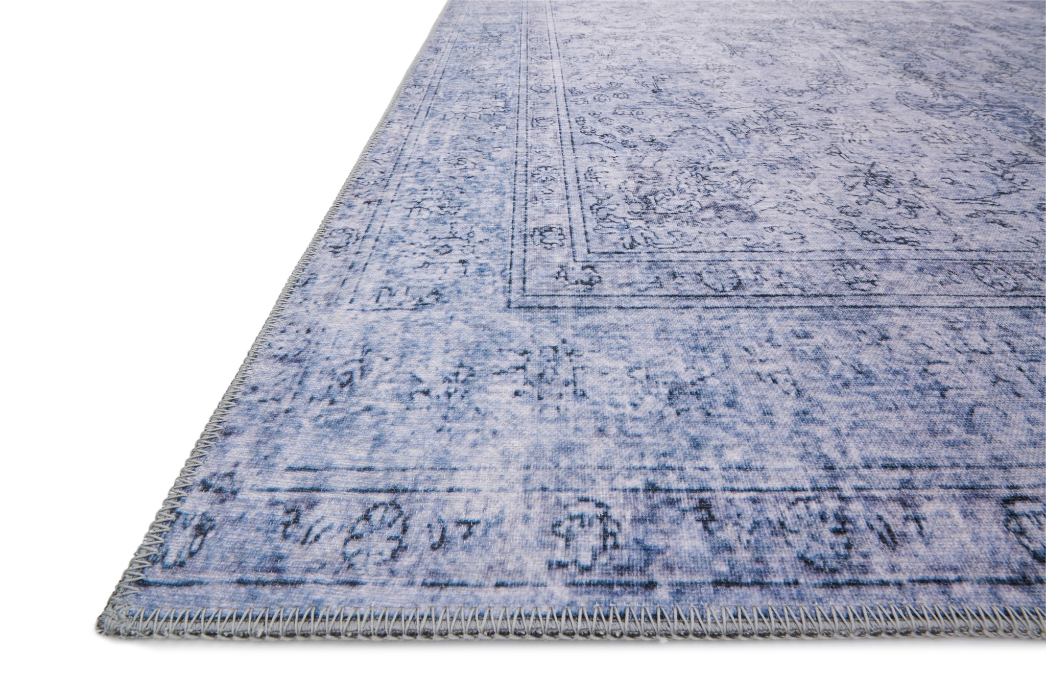 side view of Loren Slate luxury Rug