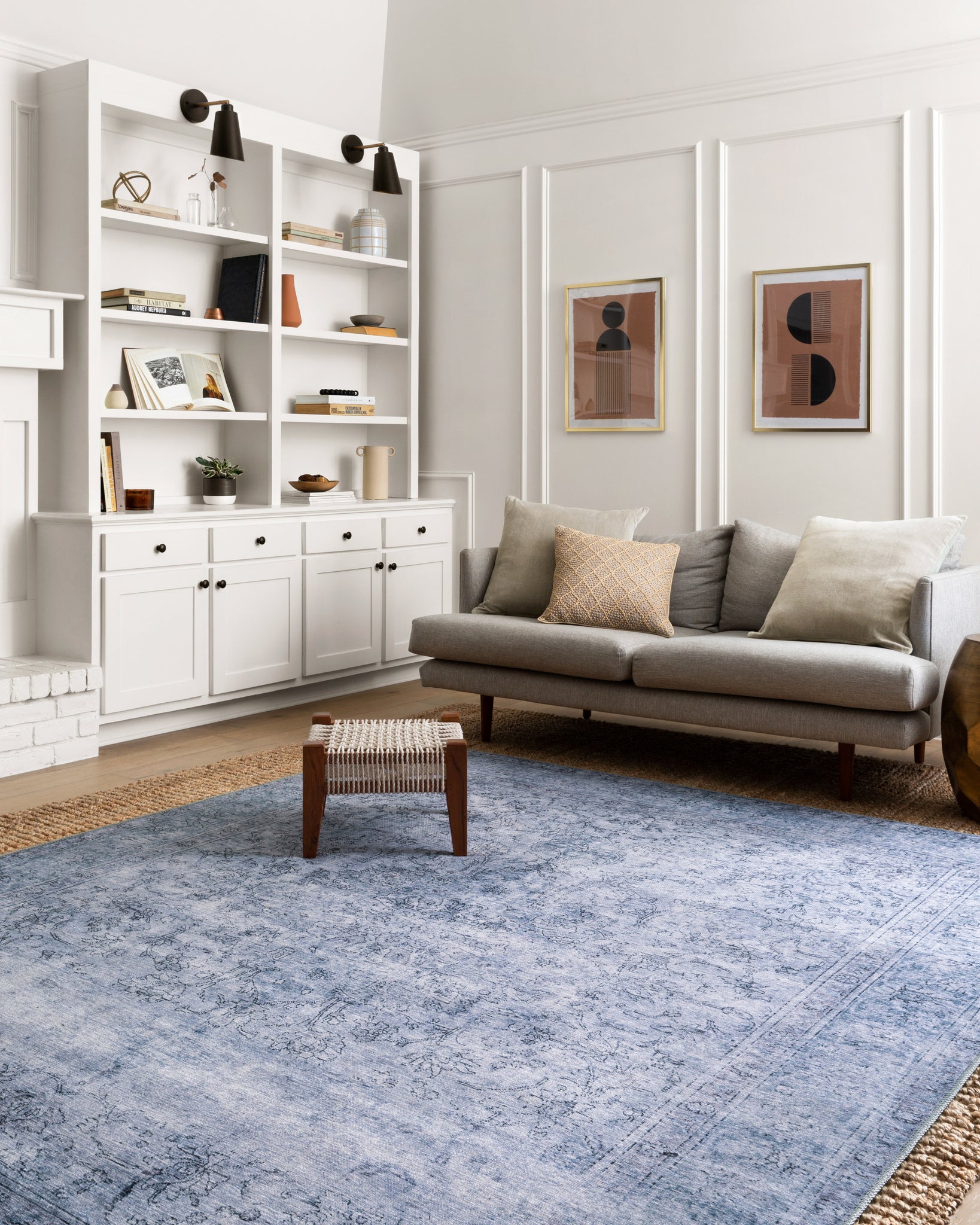 angle view of Loren Slate luxury Rug