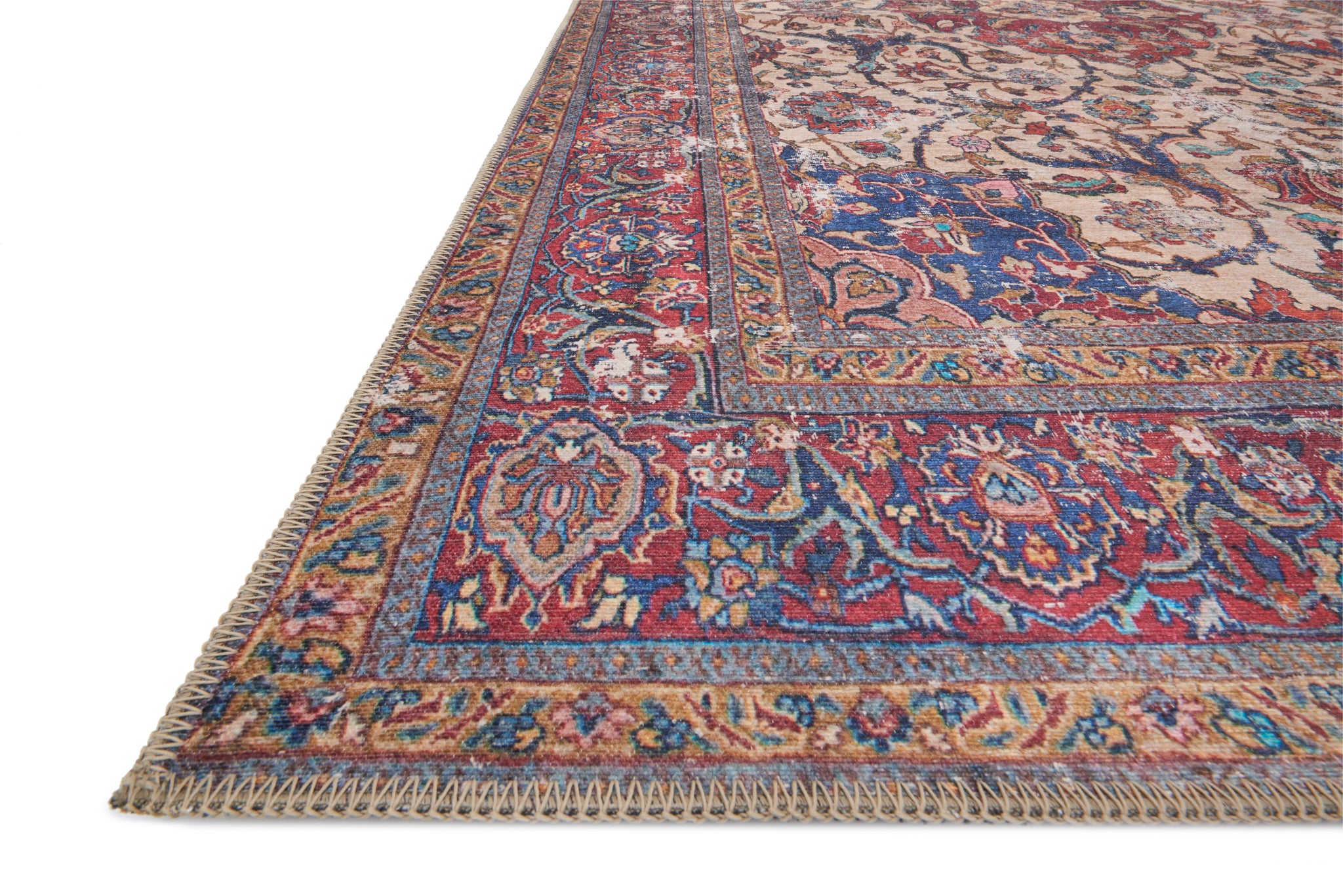 side view of Loren Sand / Multi luxury Rug