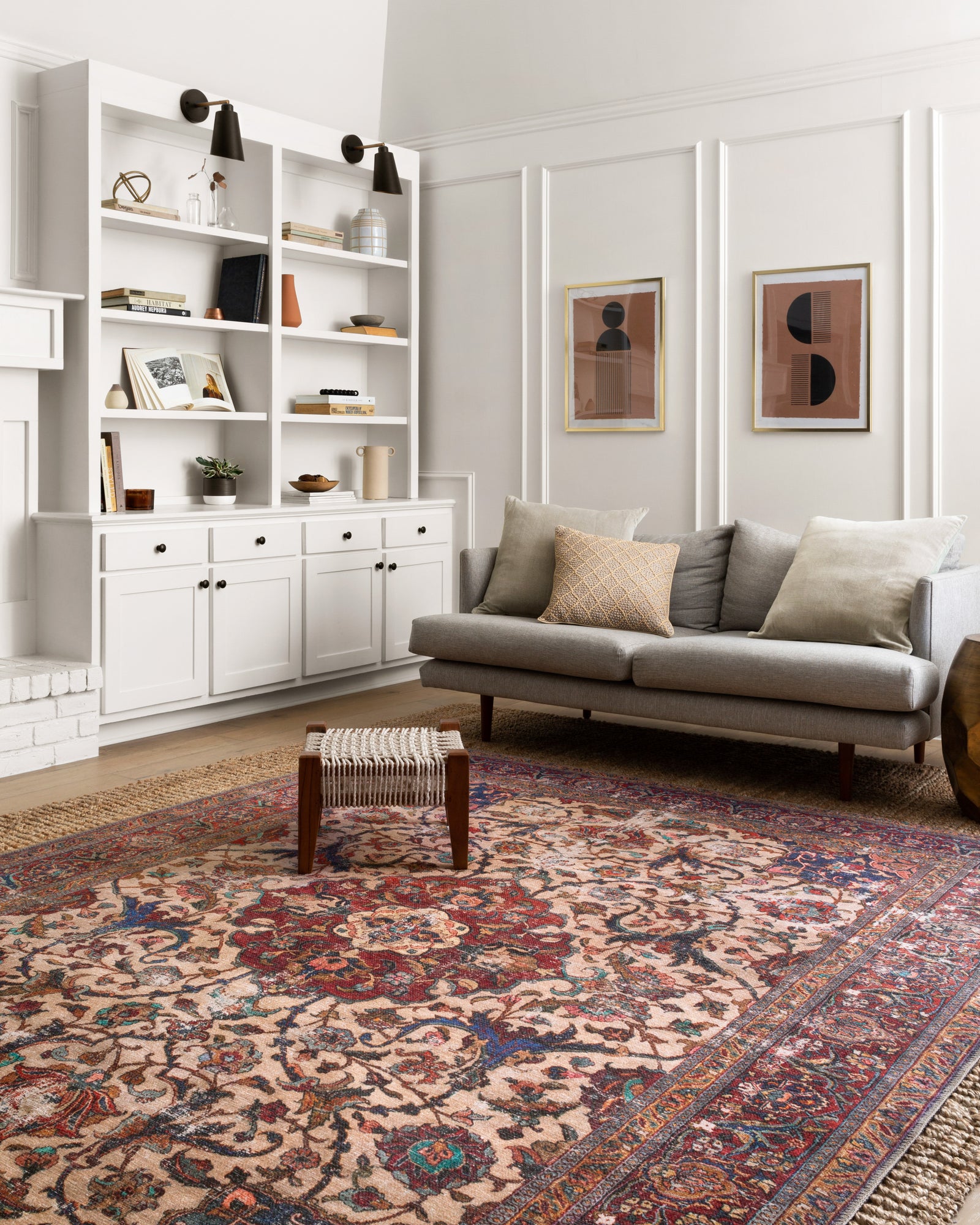 front view of Loren Sand / Multi luxury Rug