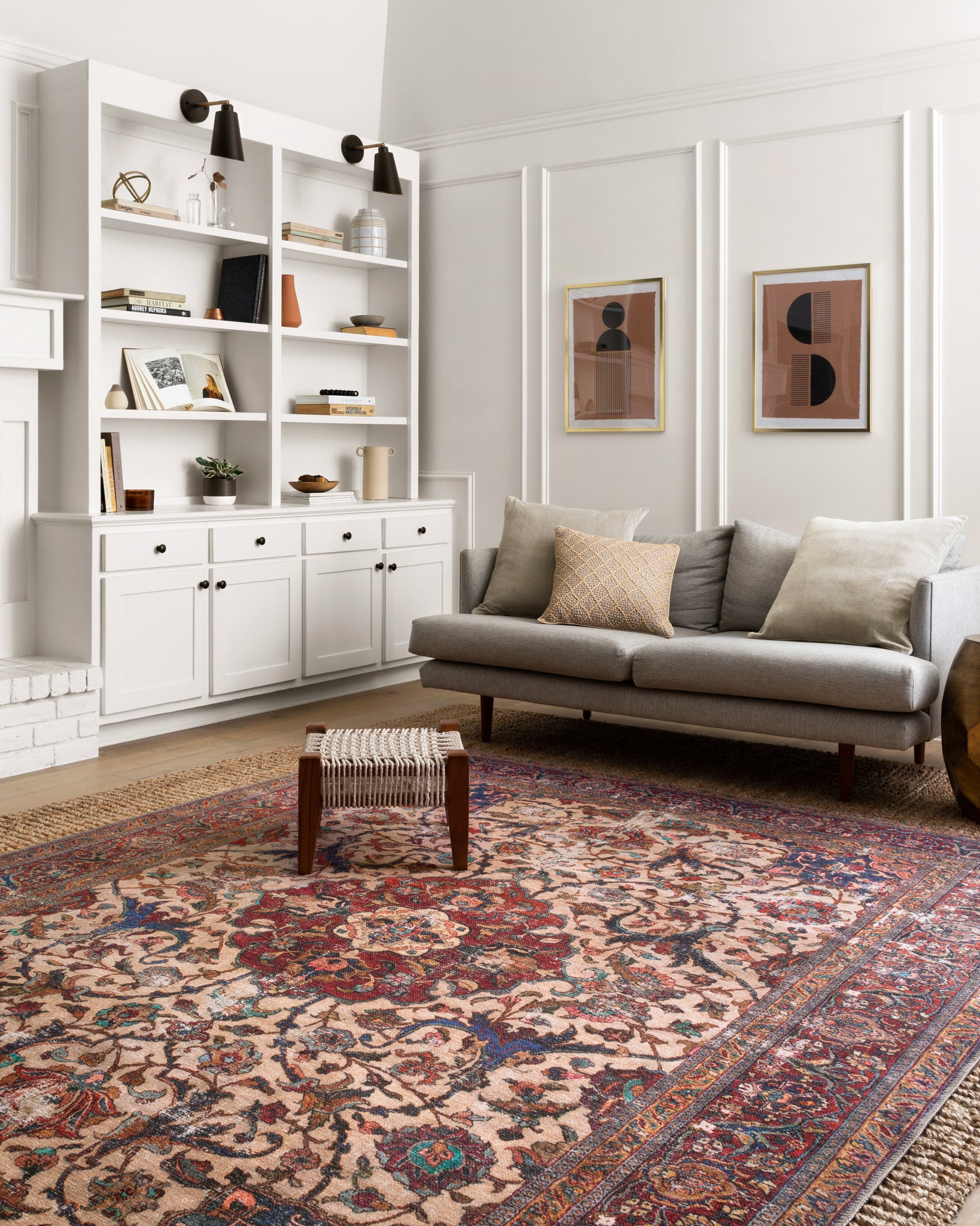 angle view of Loren Sand / Multi luxury Rug