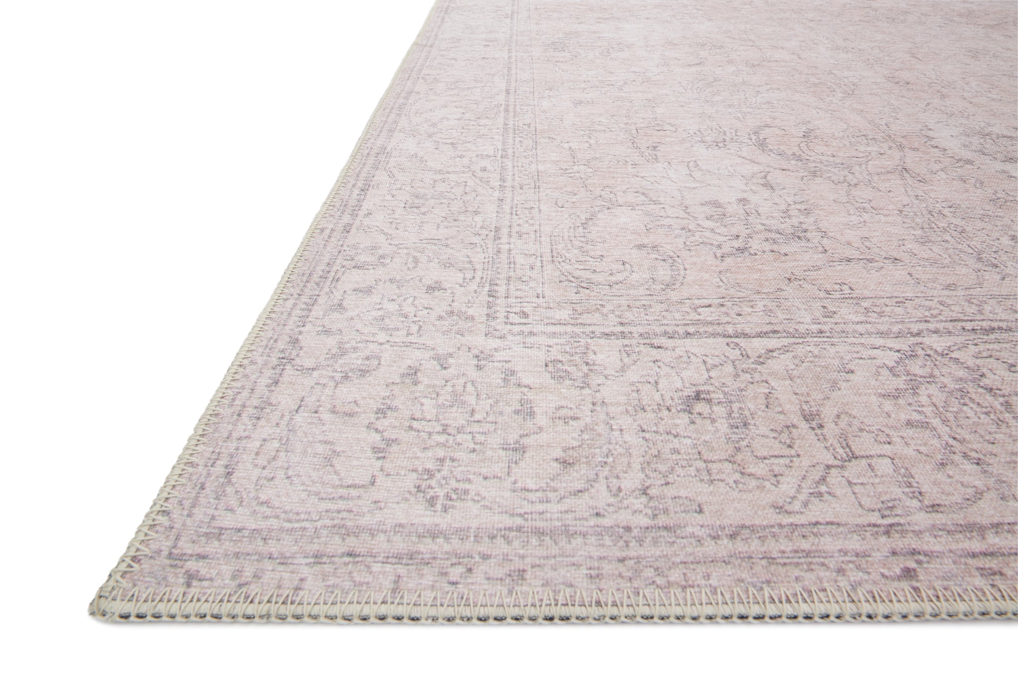 side view of Loren Sand luxury Rug
