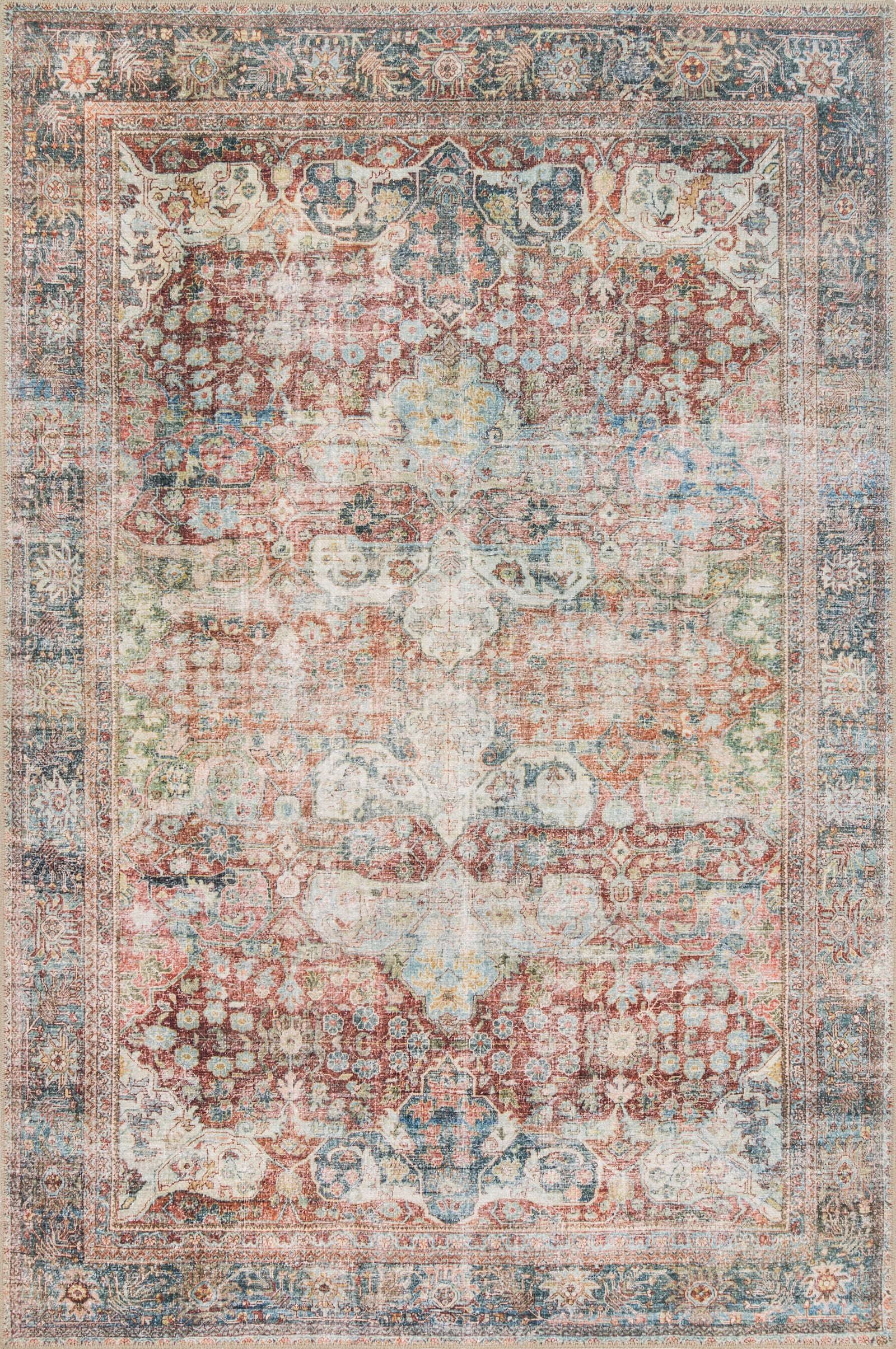front view of Loren Brick / Multi luxury Rug
