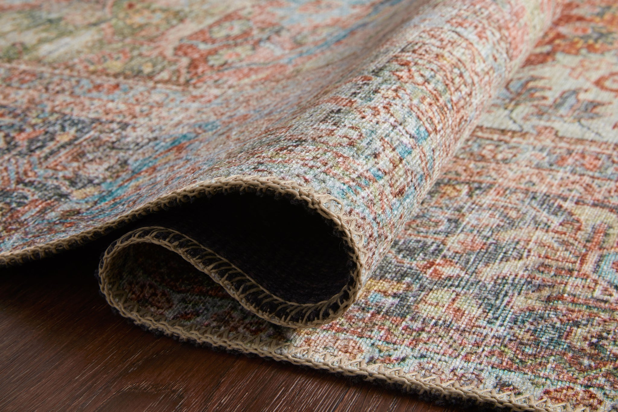 lifestyle view of Loren Brick / Multi luxury Rug