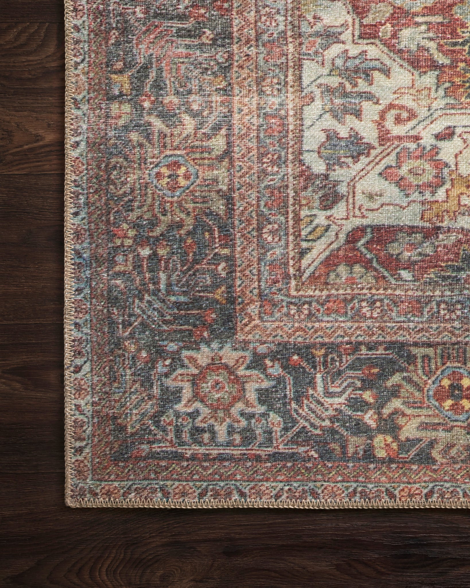 lifestyle view of Loren Brick / Multi luxury Rug