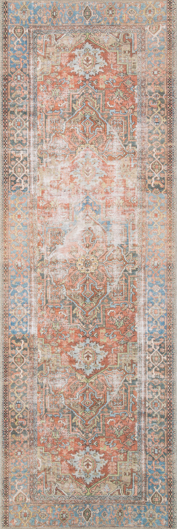 detail view of Loren Terracotta / Sky luxury Rug