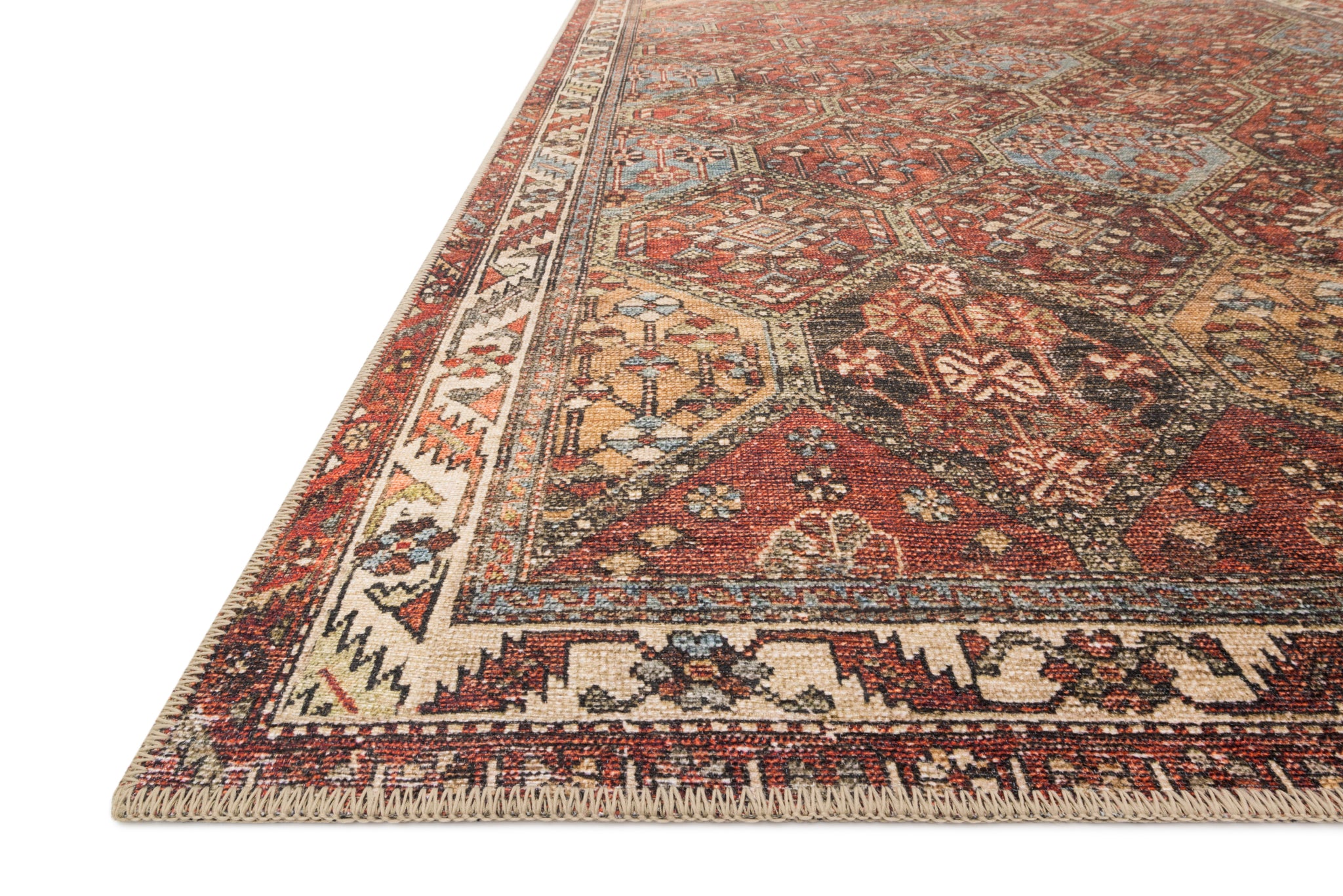 side view of Loren Spice / Multi luxury Rug