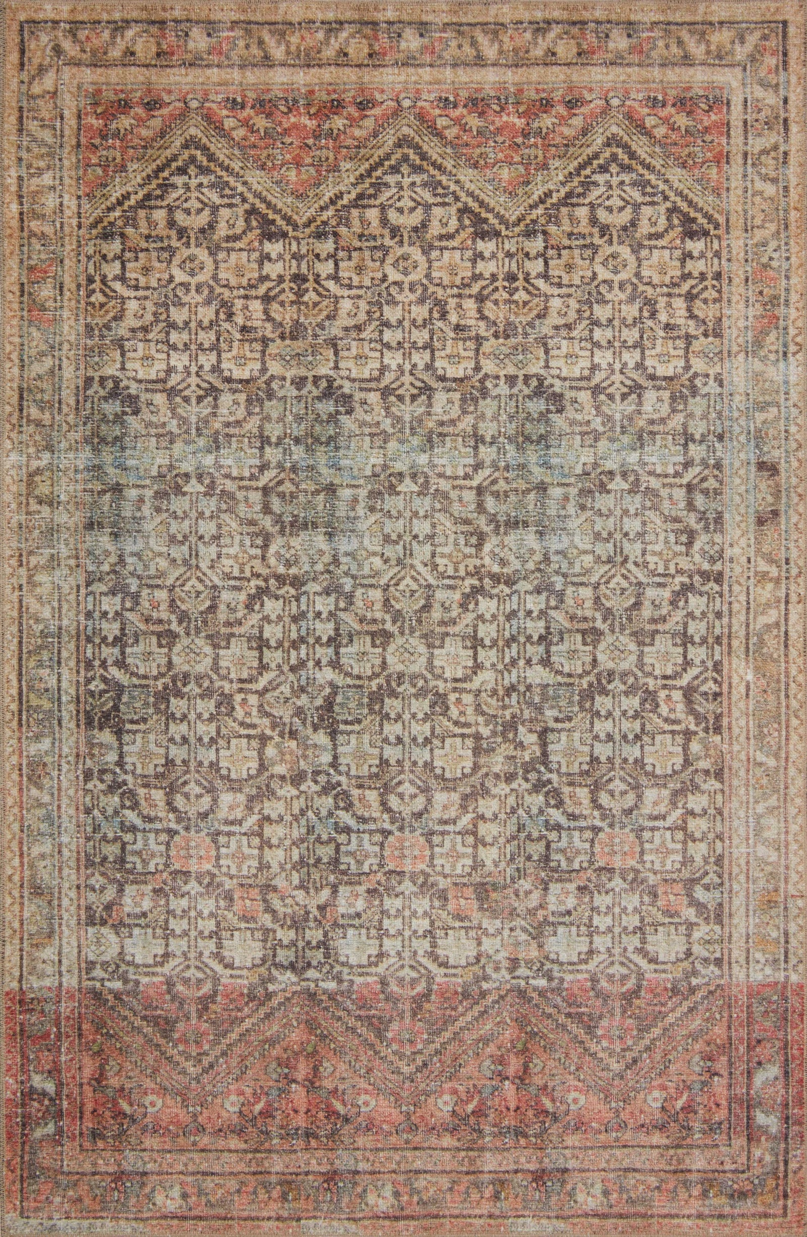 front view of Loren Charcoal / Multi luxury Rug