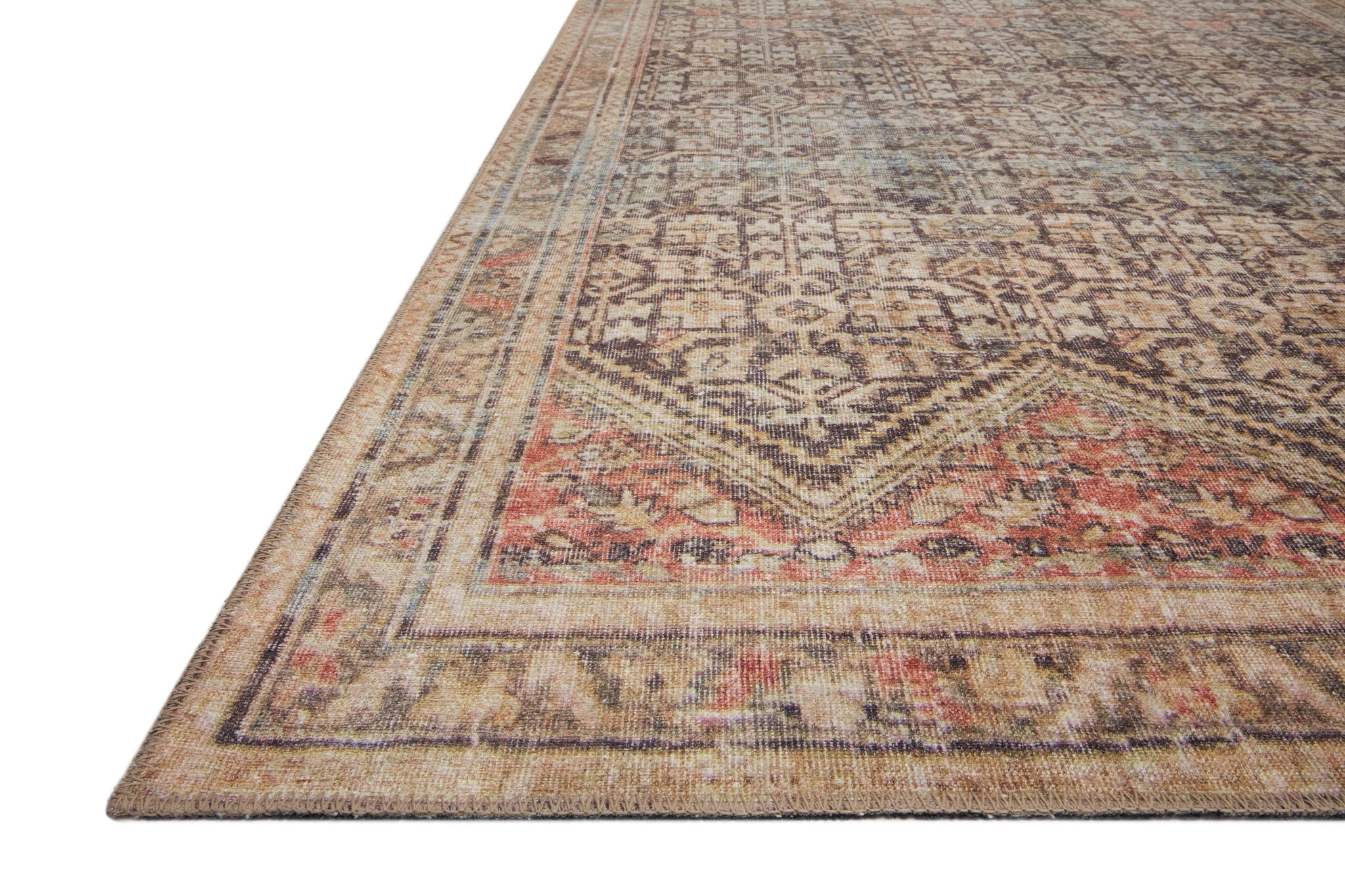 side view of Loren Charcoal / Multi luxury Rug