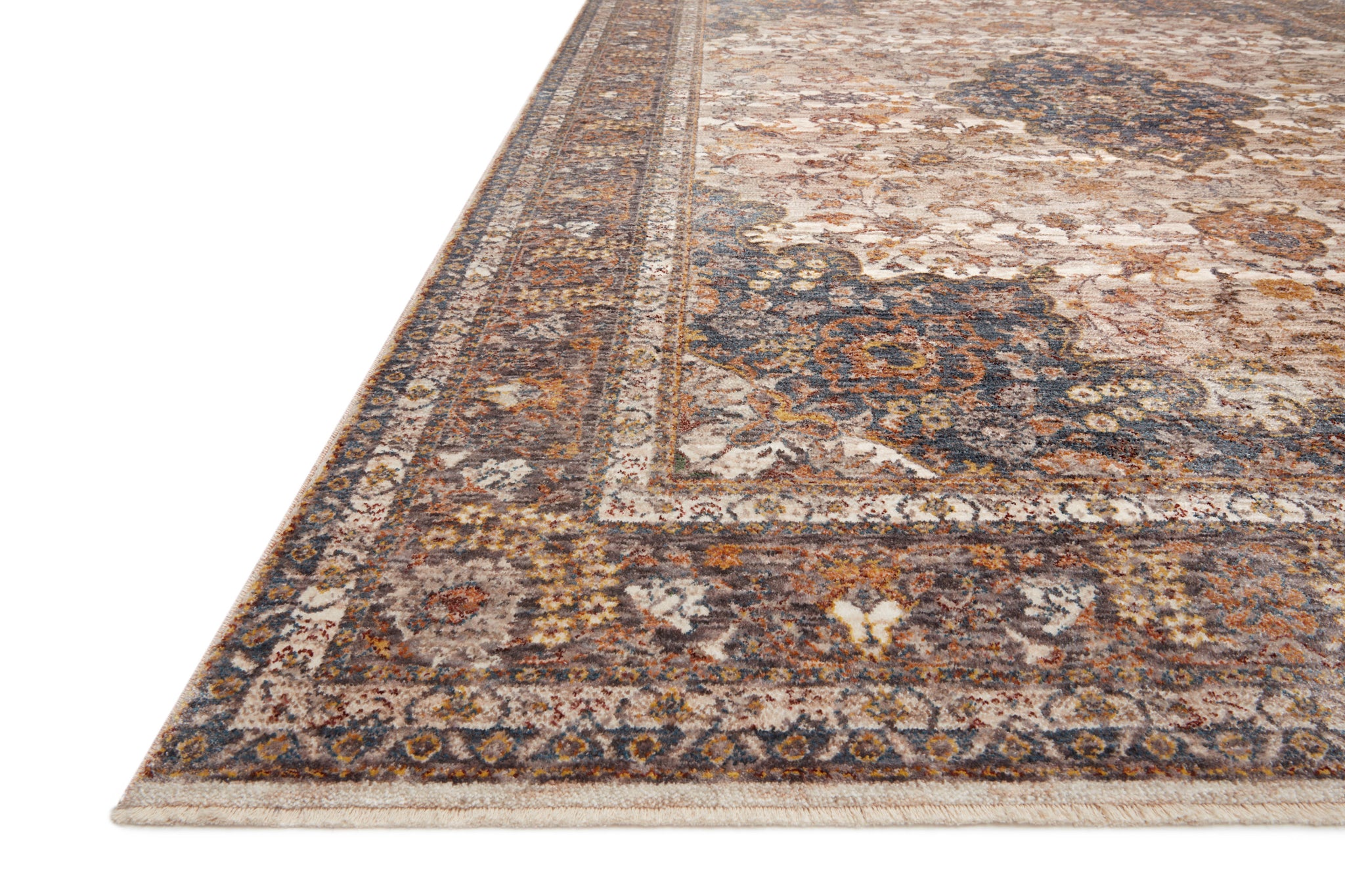 angle view of Lourdes Natural / Ocean luxury Rug