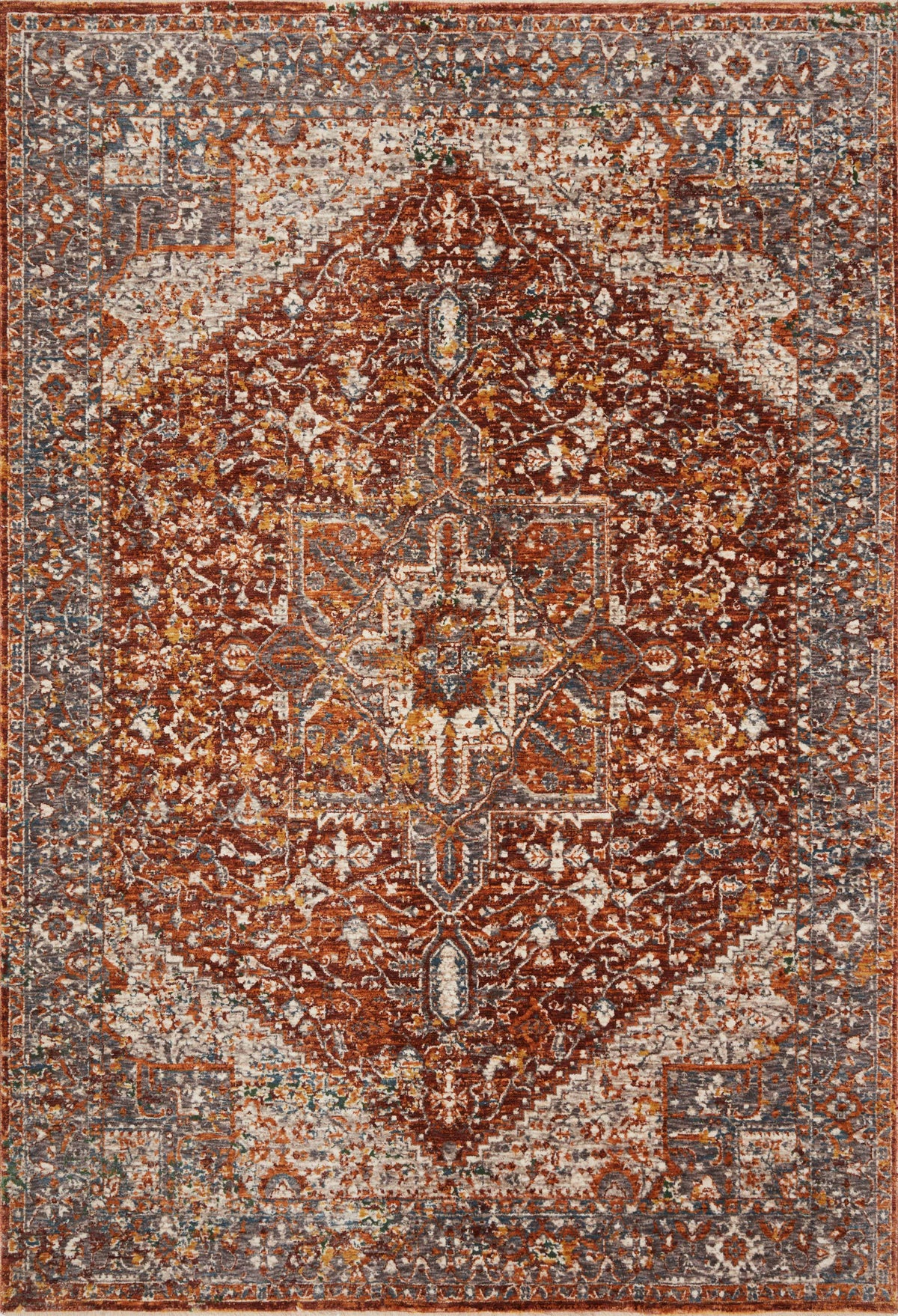 front view of Lourdes Rust / Multi luxury Rug