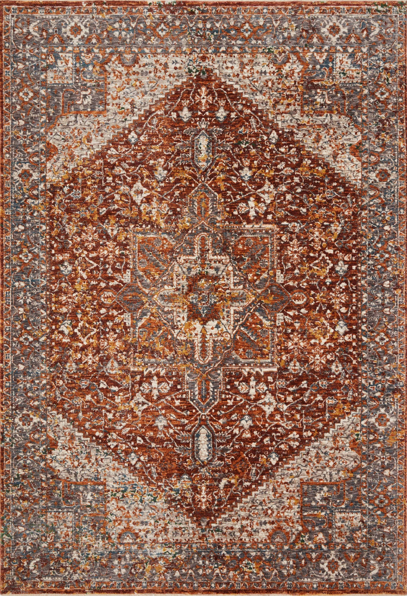 front view of Lourdes Rust / Multi luxury Rug