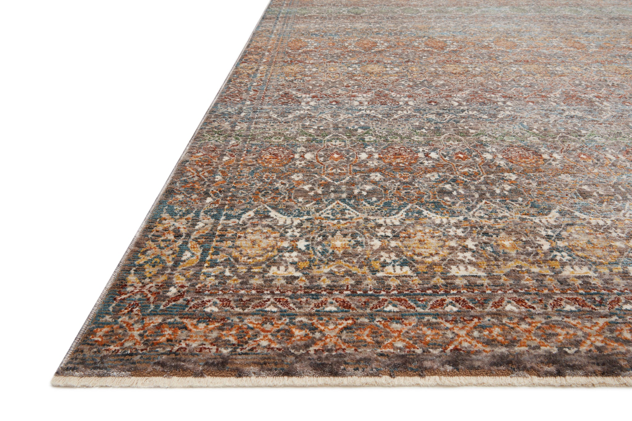 angle view of Lourdes Stone / Multi luxury Rug