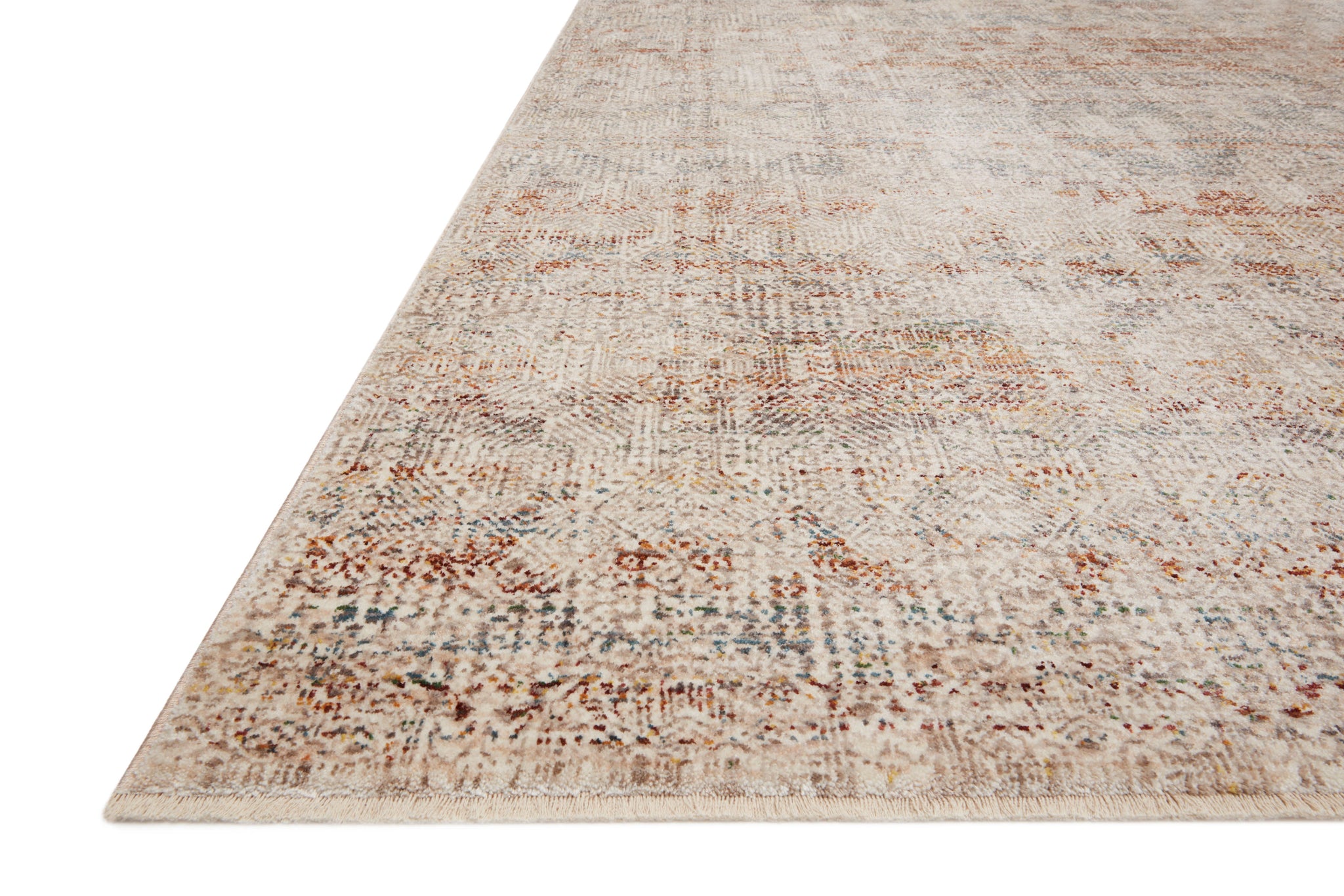 angle view of Lourdes Ivory / Spice luxury Rug