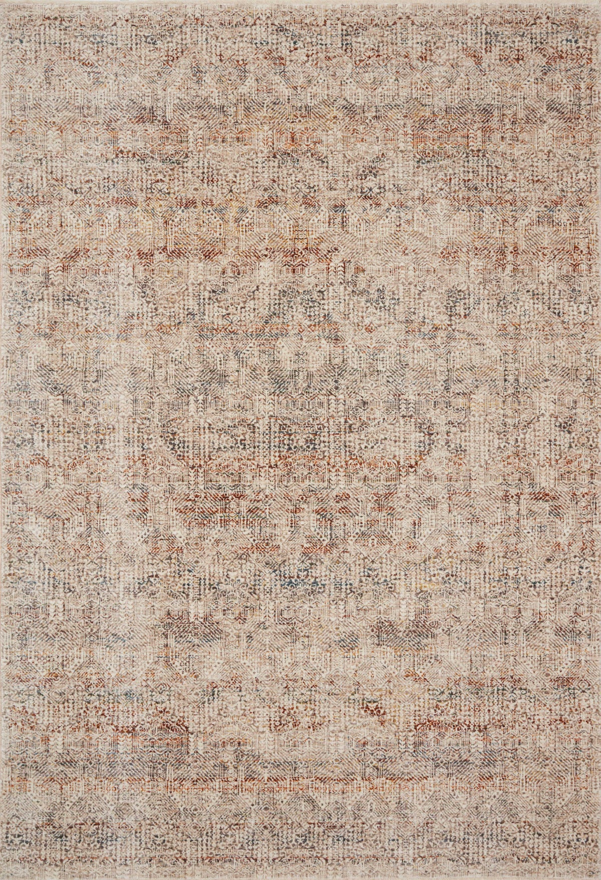 front view of Lourdes Ivory / Spice luxury Rug