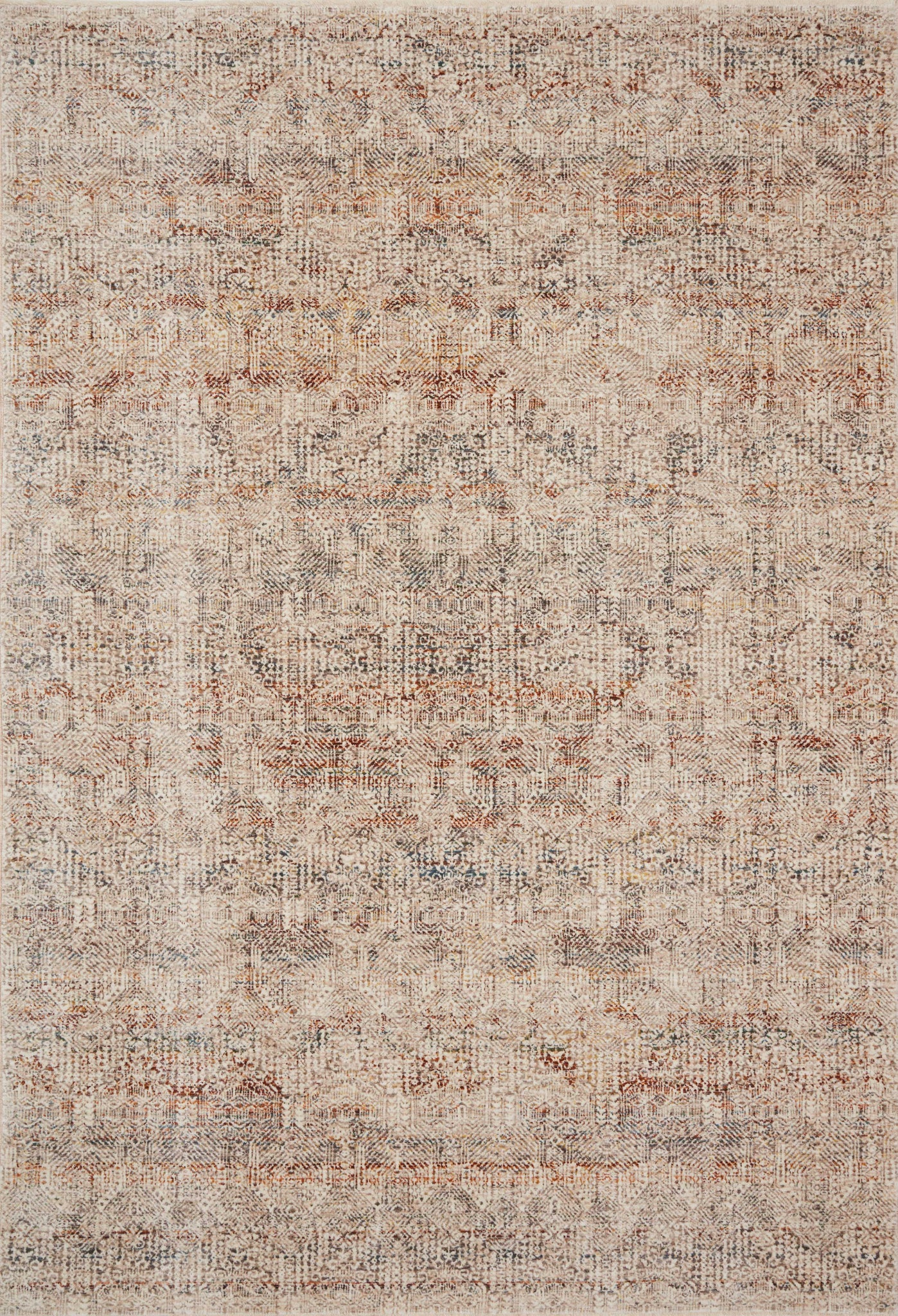 front view of Lourdes Ivory / Spice luxury Rug
