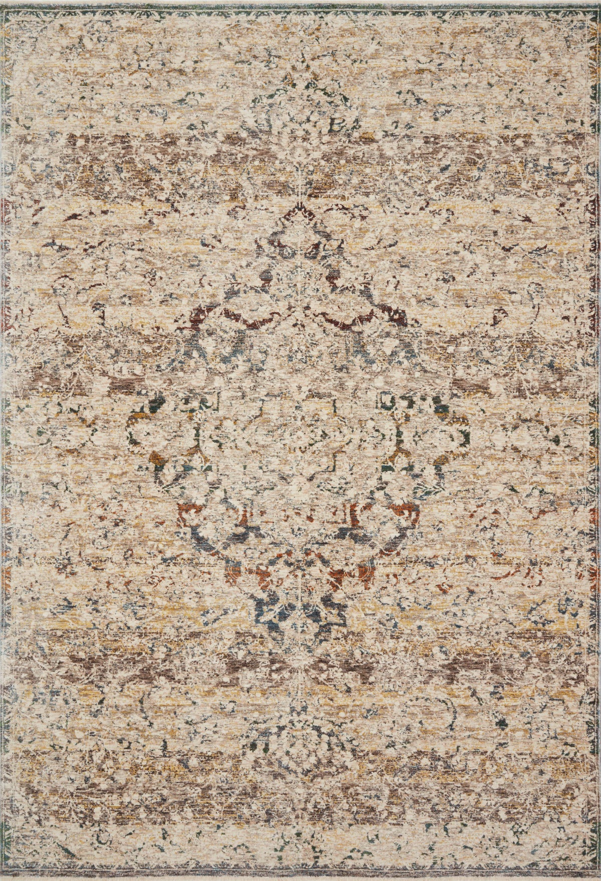 front view of Lourdes Ivory / Multi luxury Rug