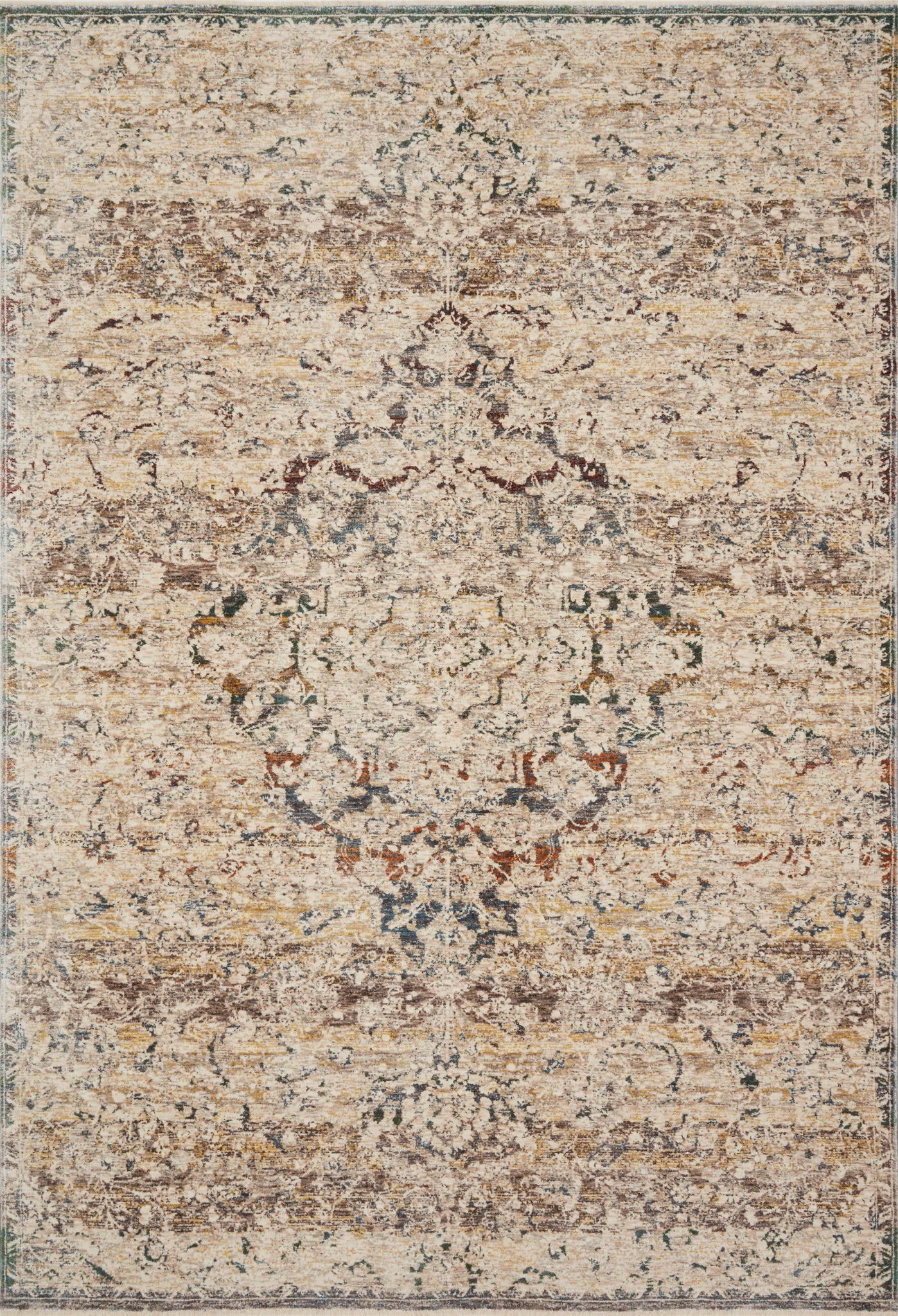 front view of Lourdes Ivory / Multi luxury Rug