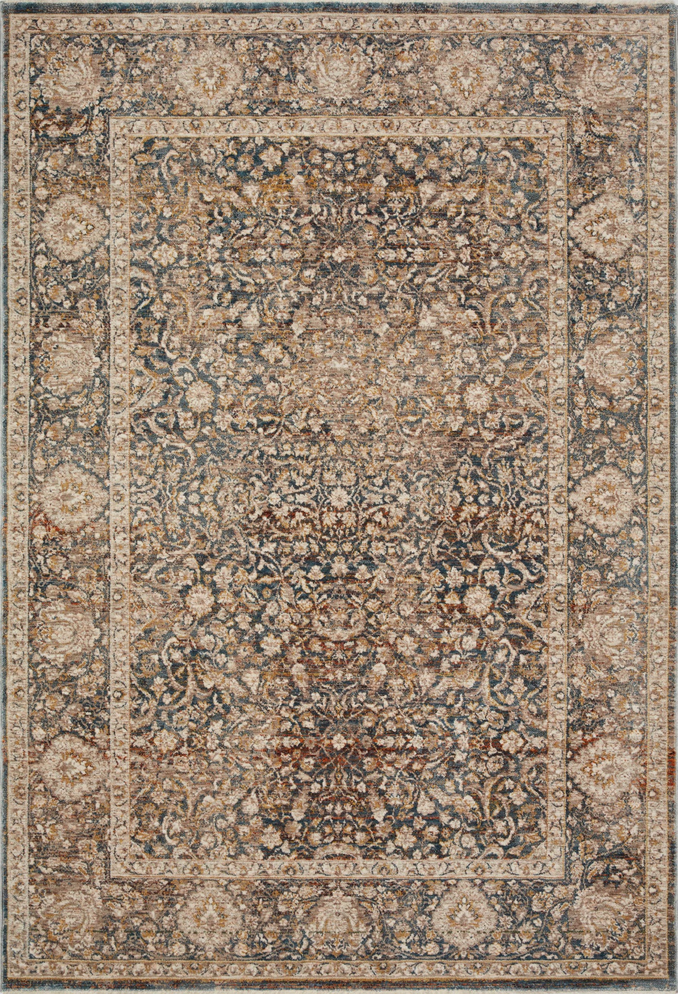 front view of Lourdes Charcoal / Ivory luxury Rug