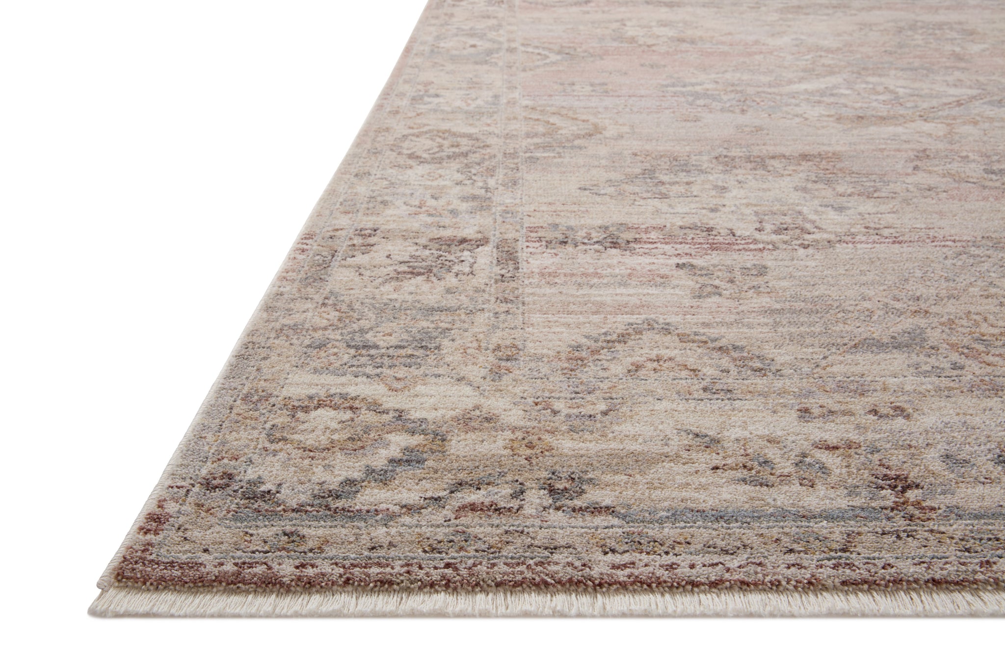 side view of Lyra Blush / Dove luxury Rug