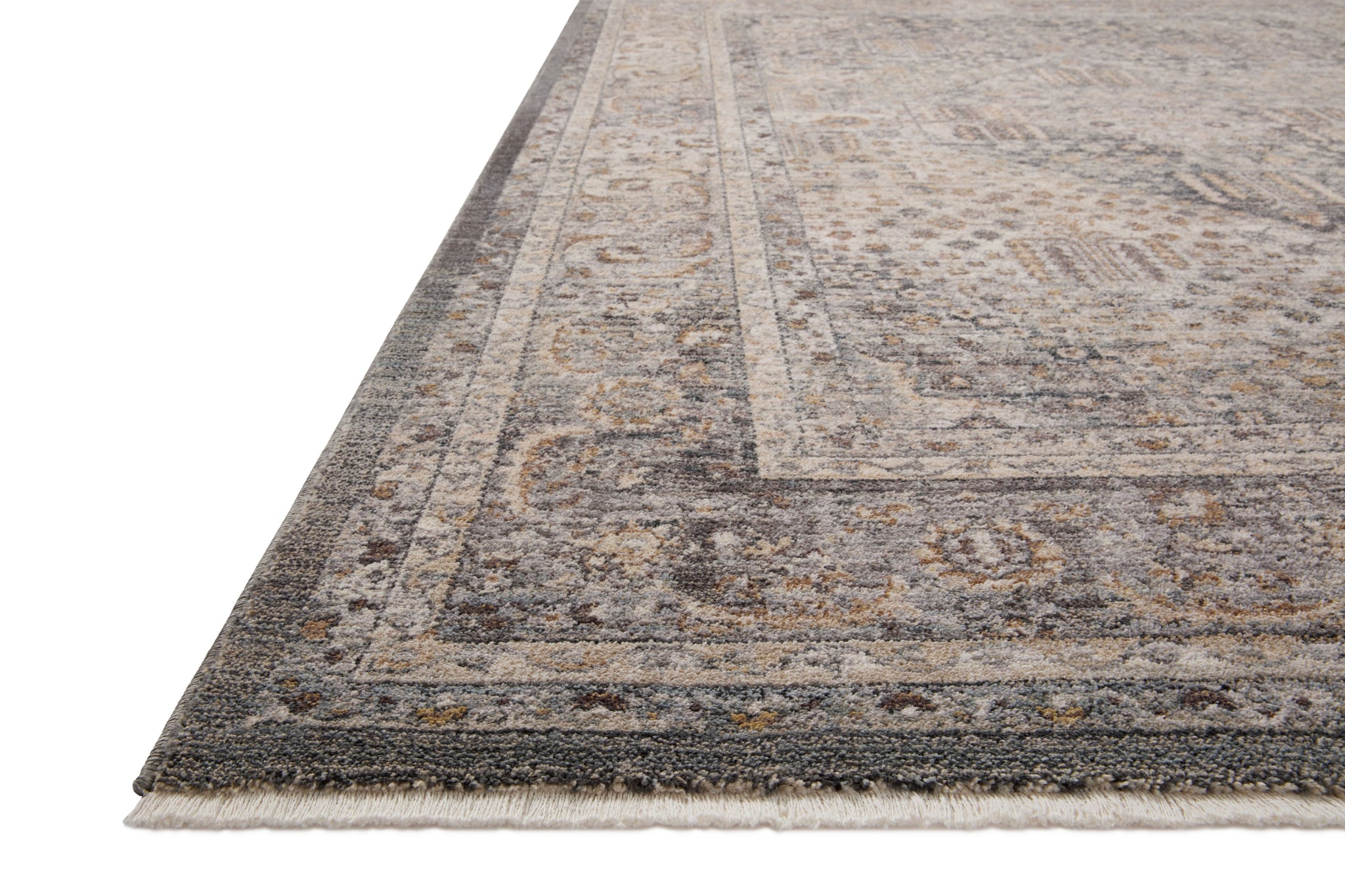 angle view of Lyra Denim / Pebble luxury Rug