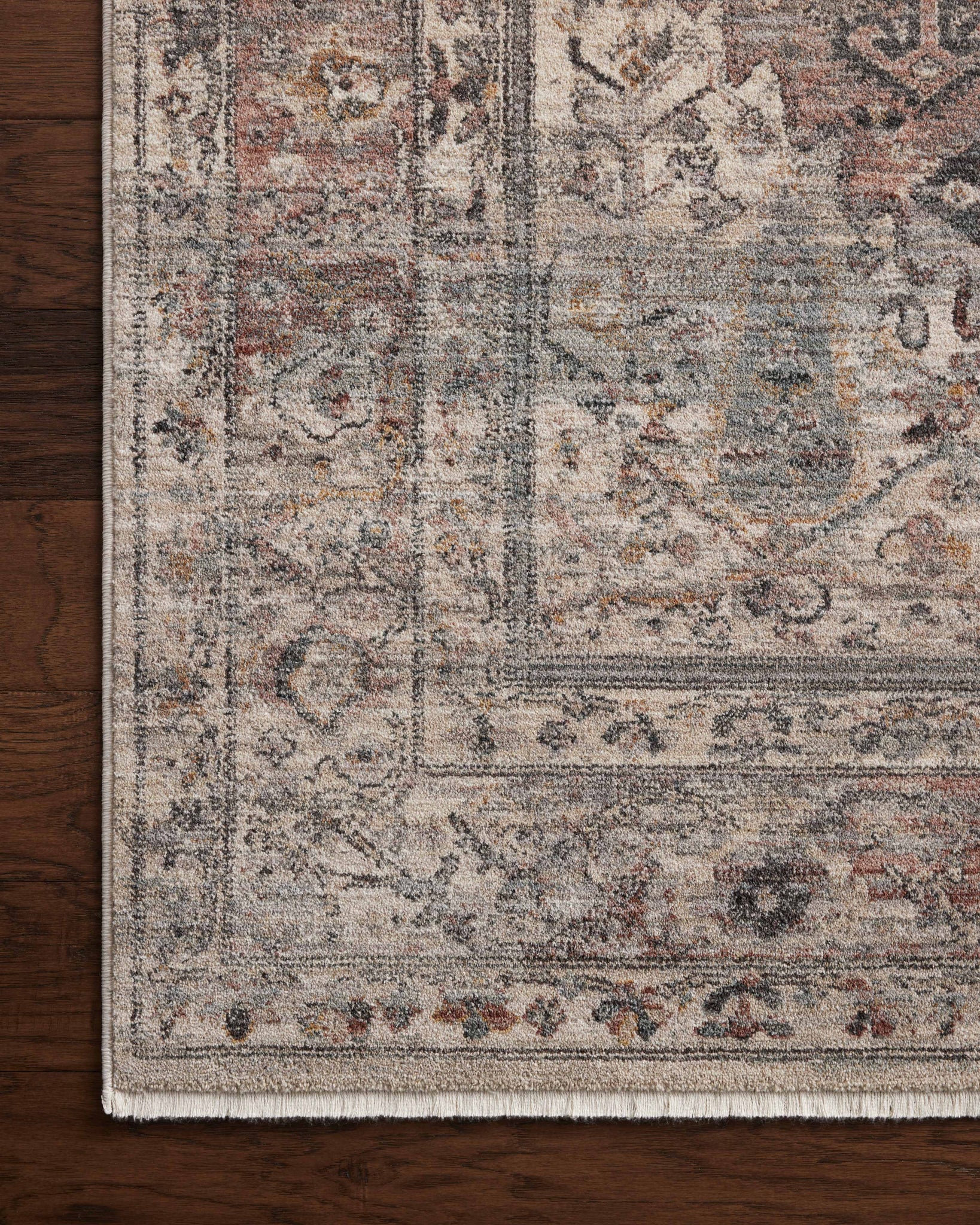 side view of Lyra Sunset / Silver luxury Rug