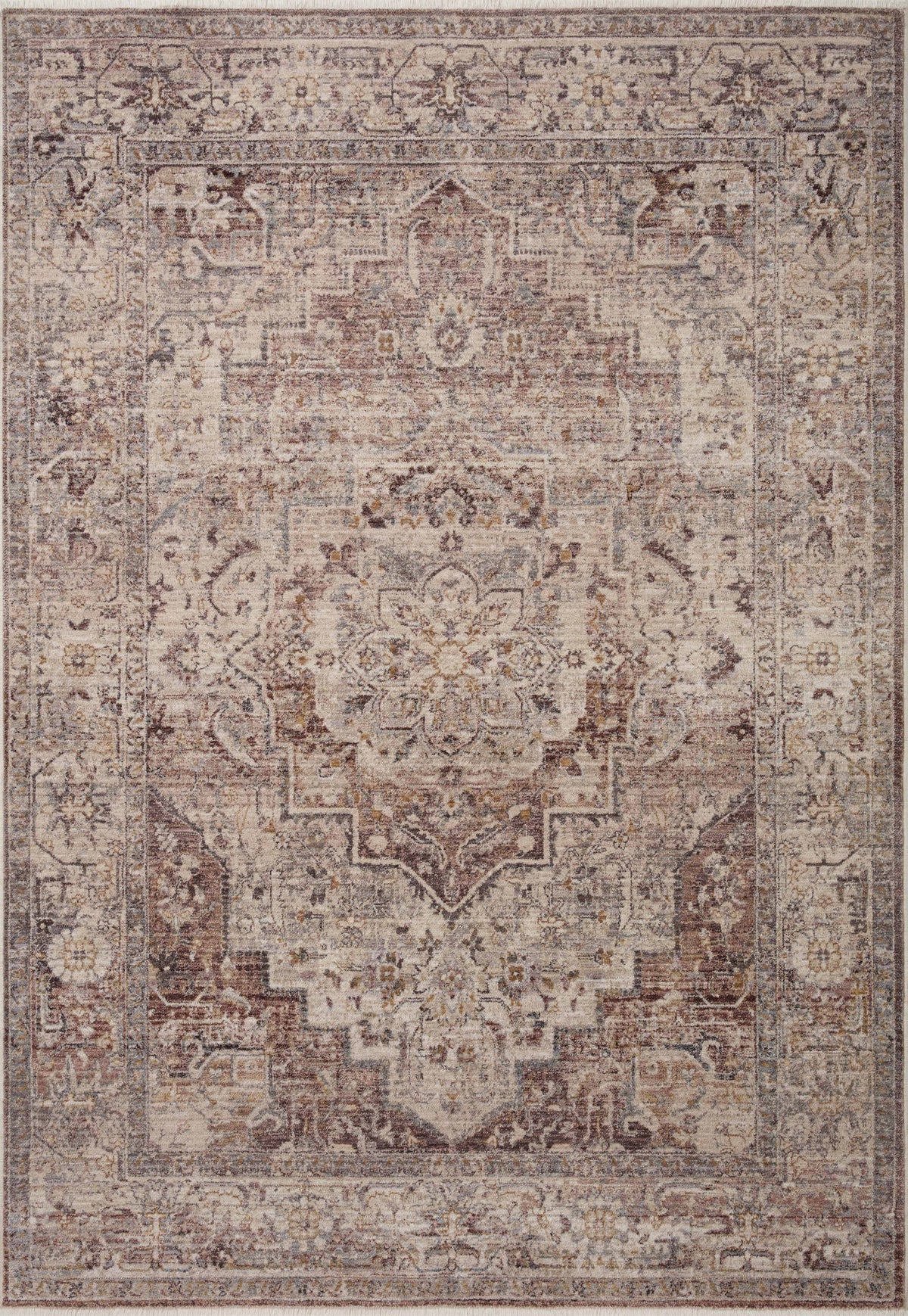 front view of Lyra Berry / Stone luxury Rug